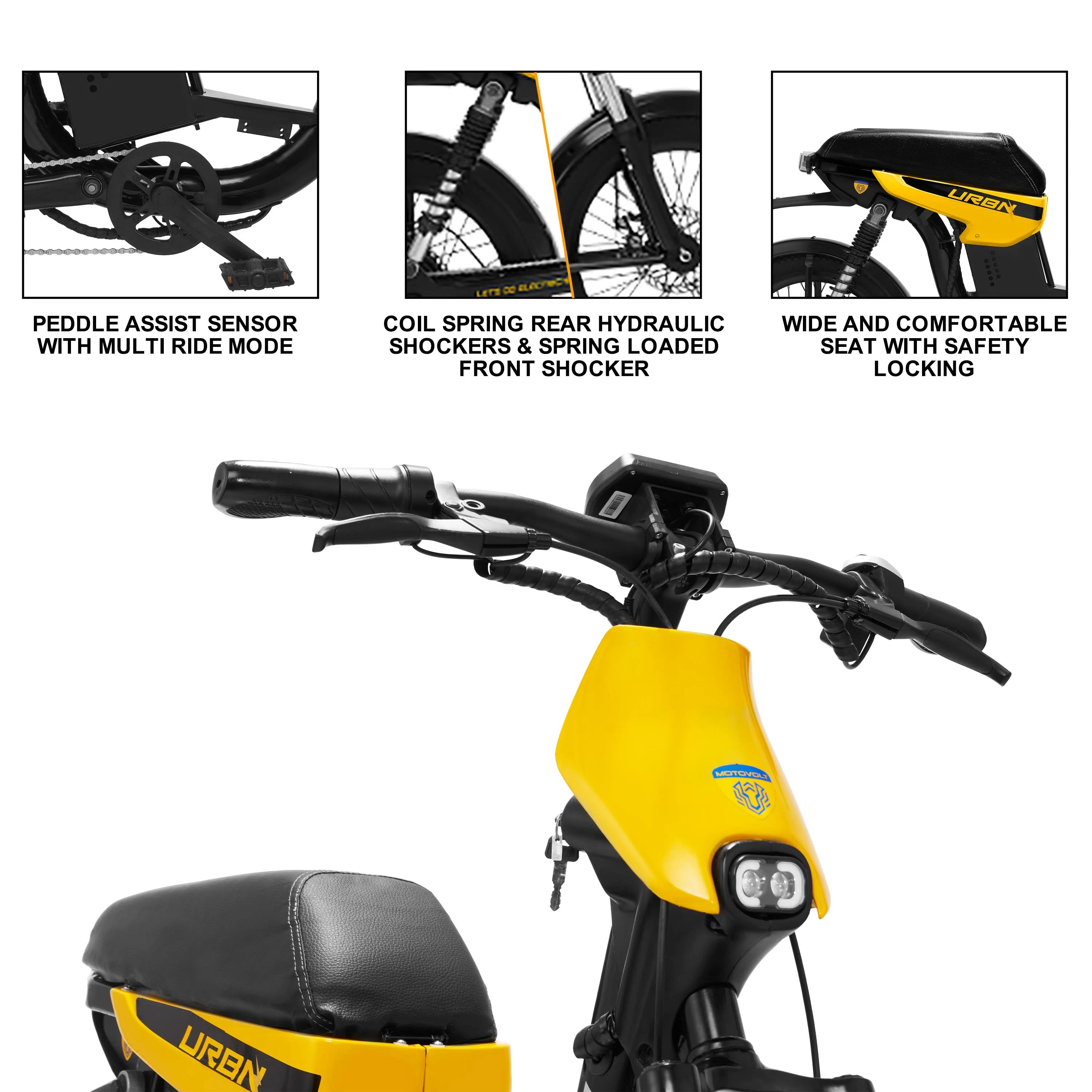 Motovolt Urbn Electric Cycle-Mustard Yellow - Image 4