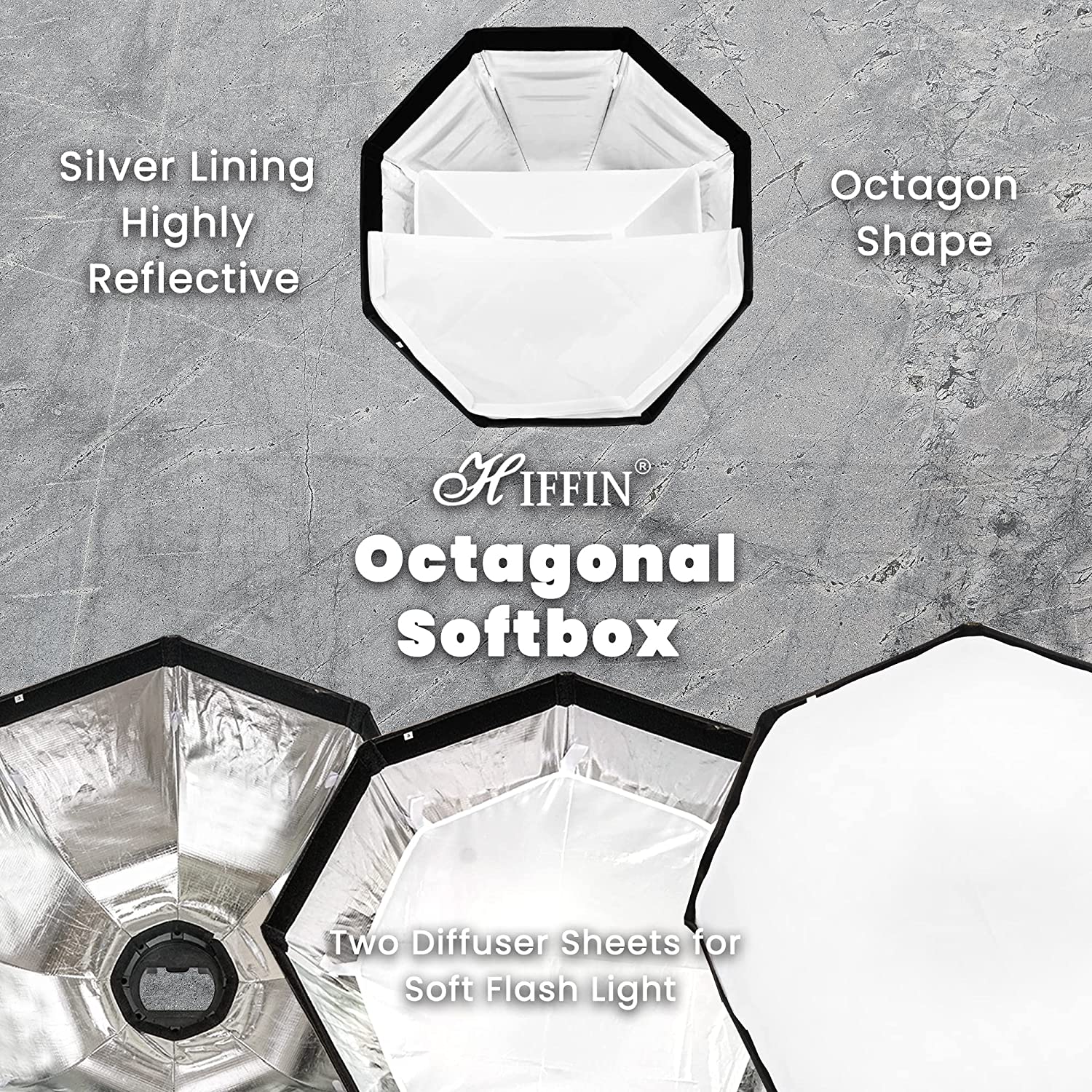 KX65 65cm Octagon Softbox With Grid - For Godox V1, AD200, Round Speedlights, Portable