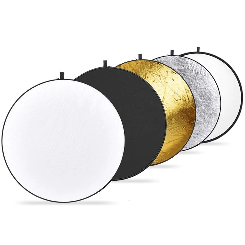 Walimex Riflettore Pieghevole 5 In 1 Da 107cm – Oro, Argento, Bianco, Nero E Diffusore Per Foto E Video
