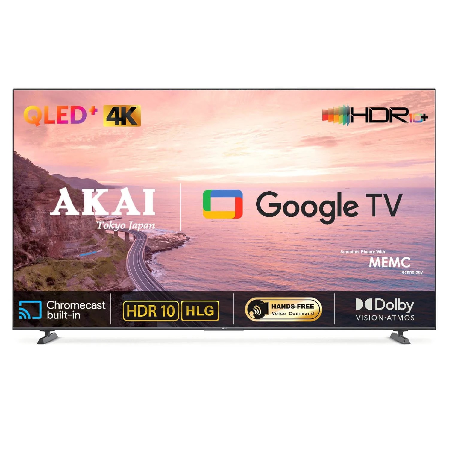 Akai Q-LED Google TV with Atmos Sound, 60Hz Refresh Rate, HDR 10, Bezelless Design Display, Black, AL-GQU-SFWS-AL50GQU-SFWS - Image 1