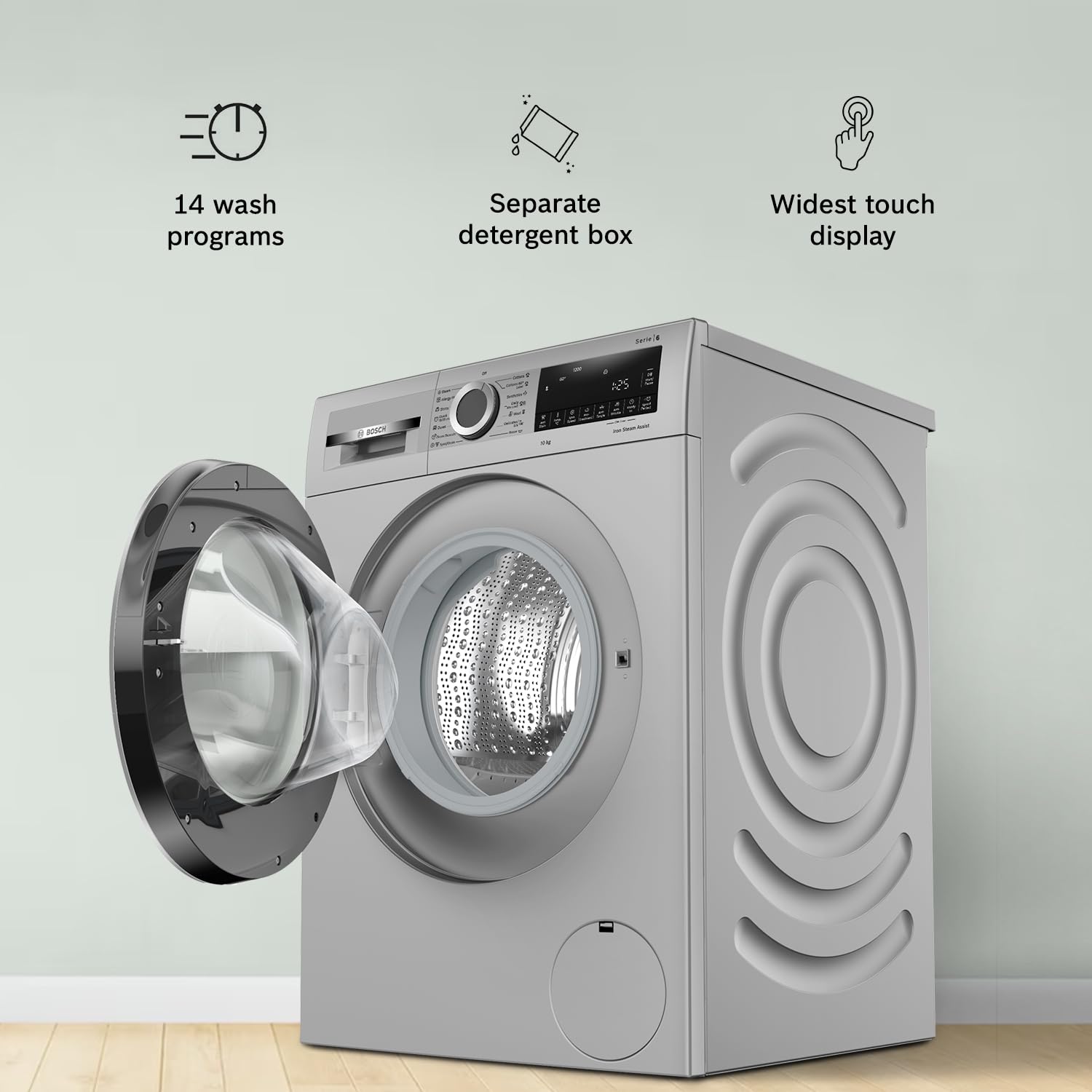 Bosch 10 KG 1200 RPM Fully Automatic Front Load Washing Machine with 5 Star Rating, Built-in Heater and Steam Care, WGA252-Dark Lake-WGA252ZSIN - Image 6