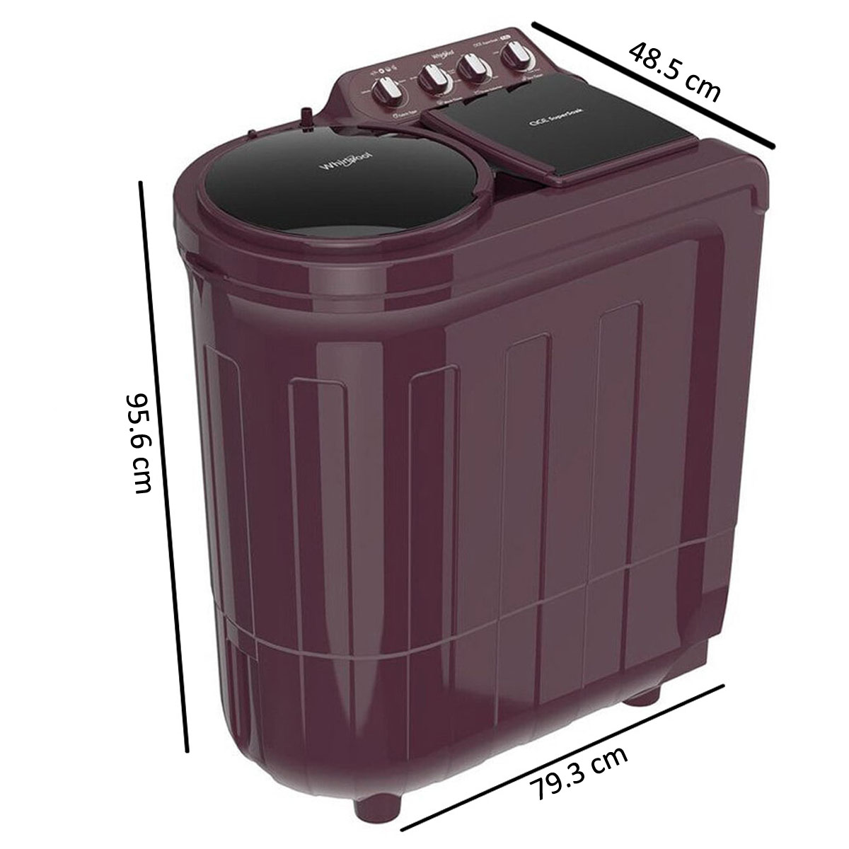 Whirlpool 7.5KG Semi-Automatic Washing Machine, Wine Dazzle, ACE 7.5 SUPER SOAK - Image 9