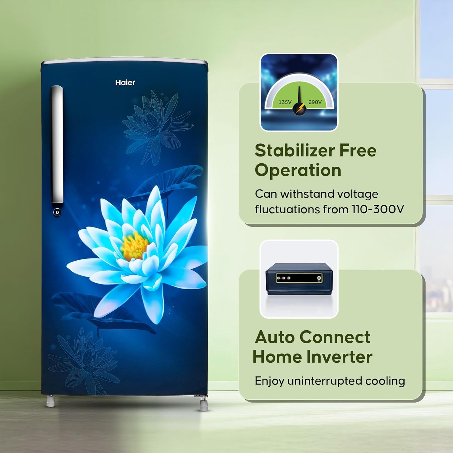 Haier 175 Litre 2 Star Single Door Refrigerator, Blue Lotus, HRD-1962CBL/PBL-HRD-1962CBL-N - Image 5