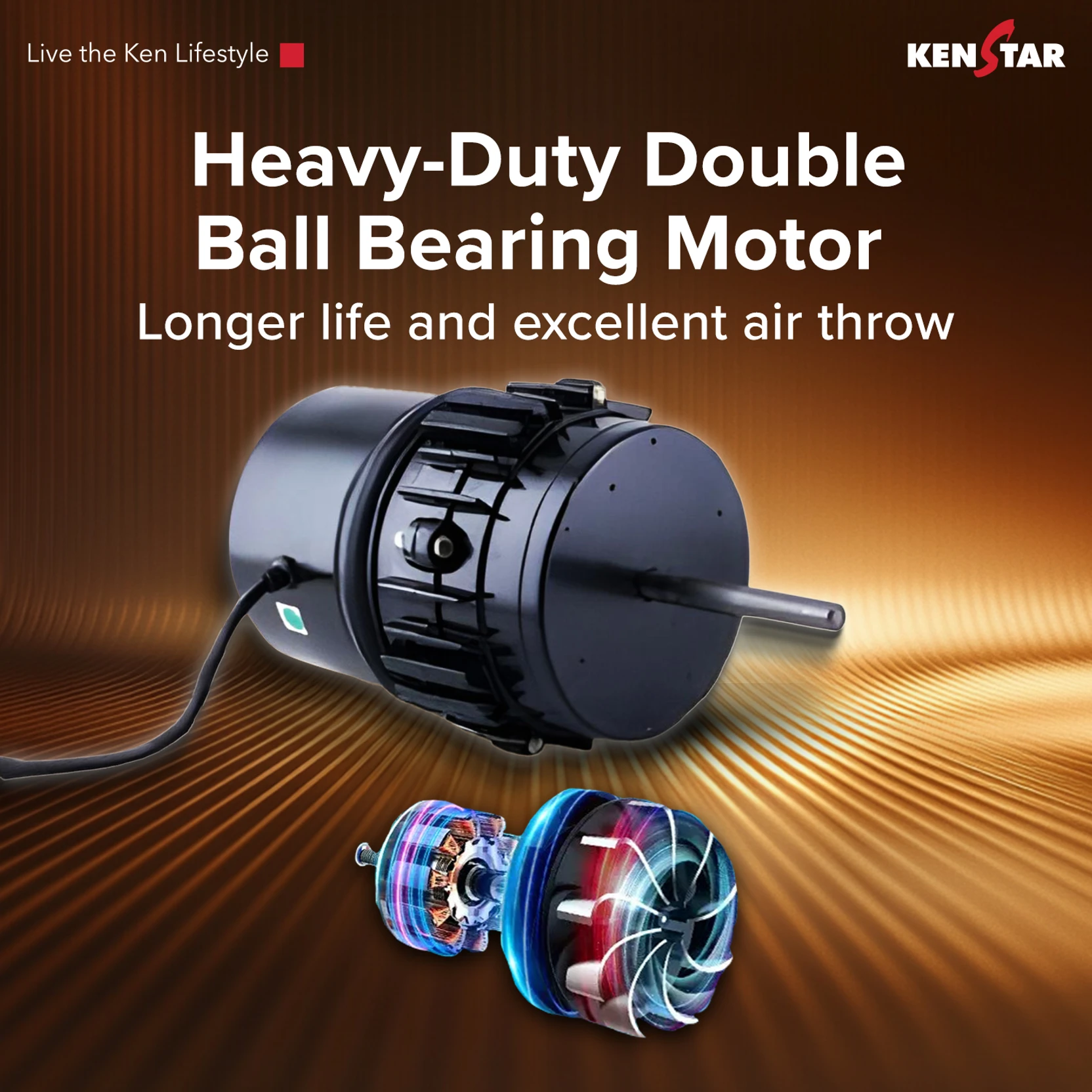 Kenstar Personal Air Cooler with Quadraflow Technology, Double Ball Bearing Motor, 3 Wood Wool Cooling Pads, Grey, Faratta-80 L - Image 7