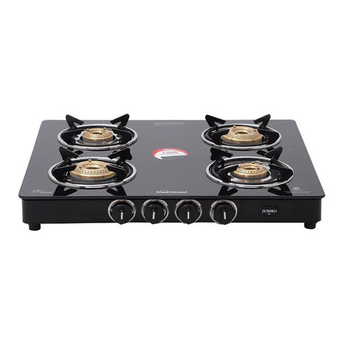 Sunflame Toughened glass Gas Stove with Stainless steel drip tray, Durable Forged Brass Burners and Sturdy Pan Support, Black, - Image 1