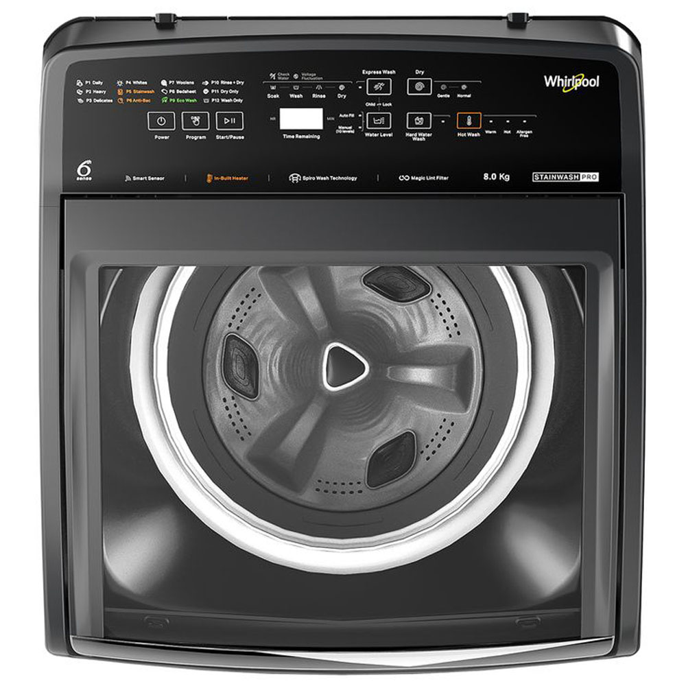 Whirlpool 5 Star Fully Automatic Top Load Washing Machine with In Built Heater, Zero Pressure Fill Technology and Hard Water Wash, Grey, STAINWASH PRO H-7.5 KG - Image 9