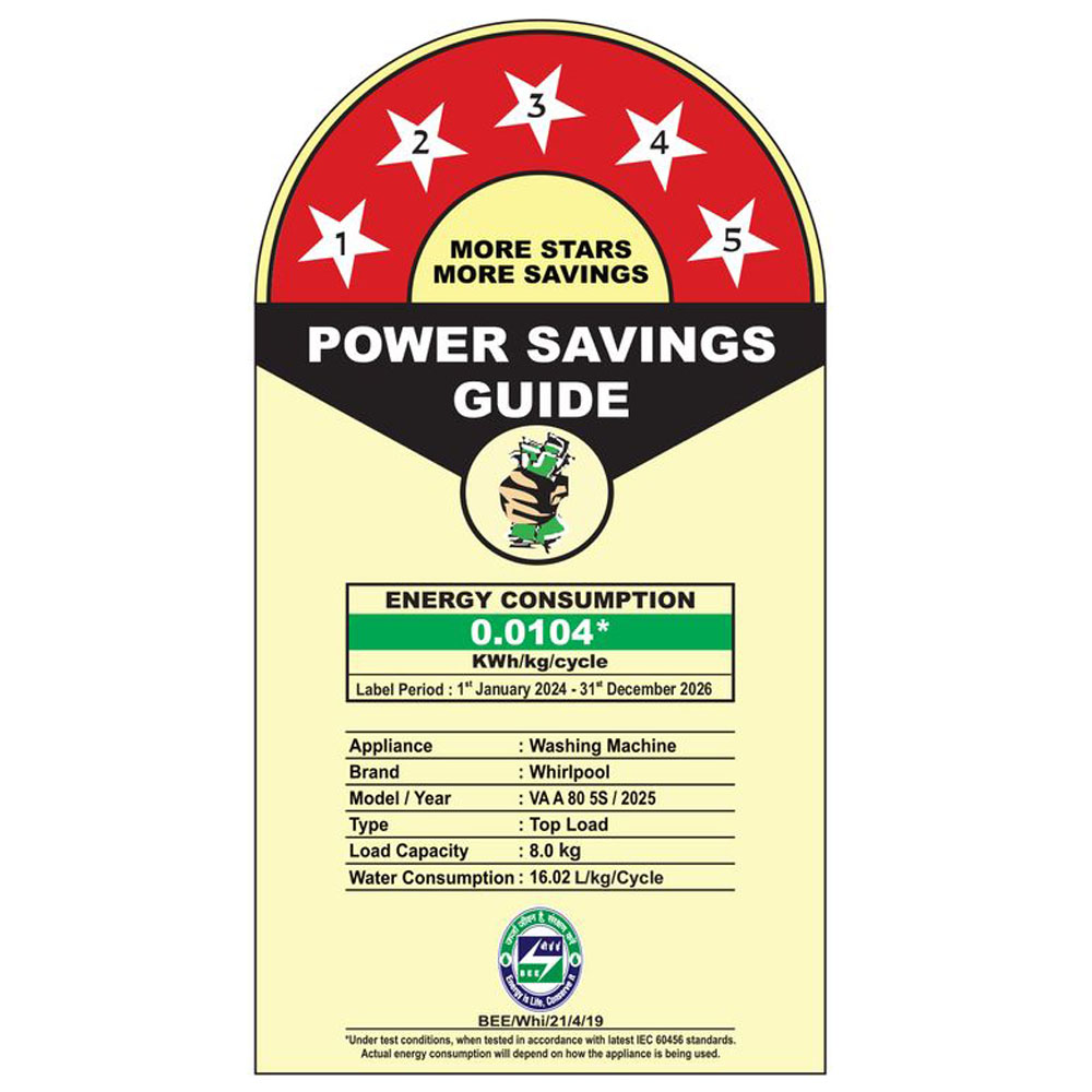 Whirlpool 5 Star Fully Automatic Top Load Washing Machine with In Built Heater, Zero Pressure Fill Technology and Hard Water Wash, Grey, STAINWASH PRO H-7.5 KG - Image 5