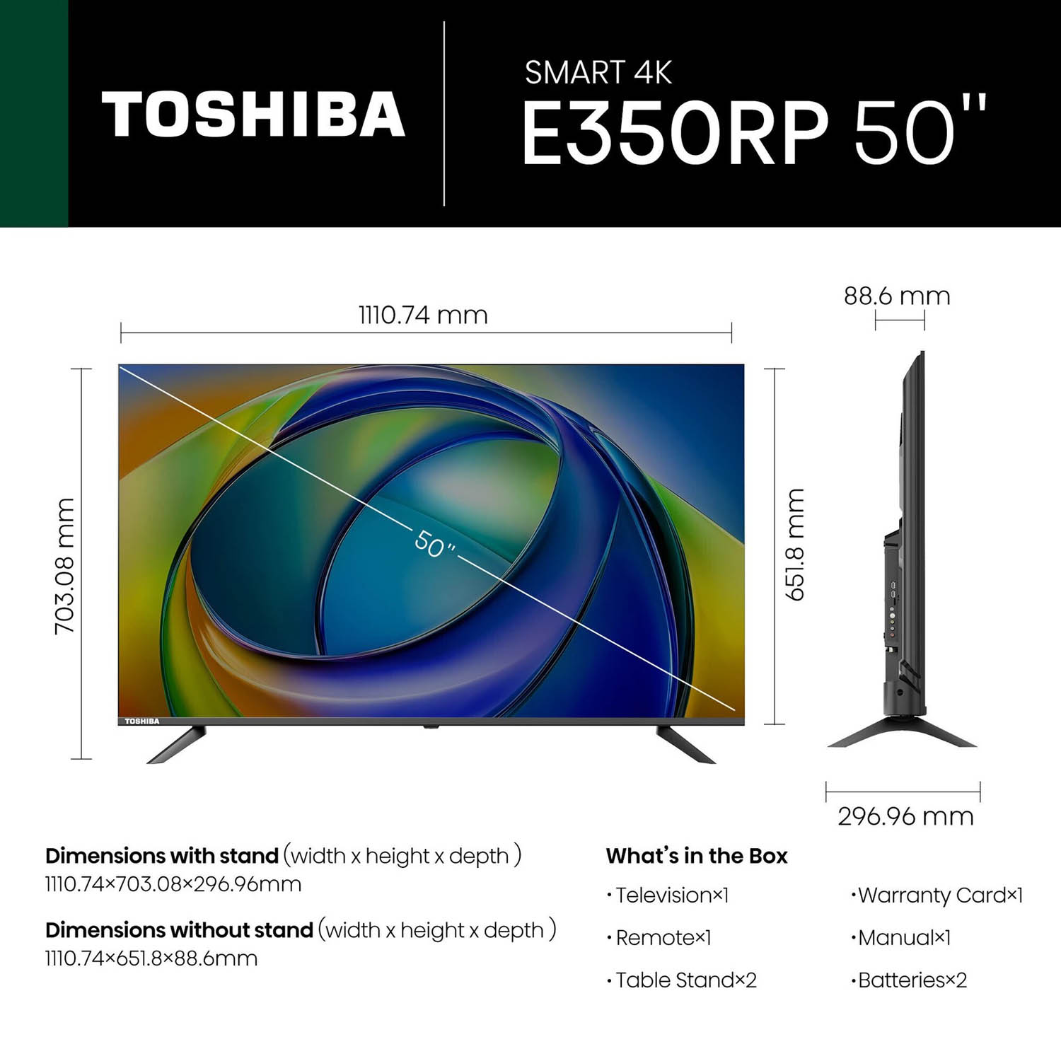 TOSHIBA 4K Ultra HD Google TV With Bezel Less Design, REGZA ZR Engine, AI 4K Up-scaling, Wi-Fi and 30 Watt Dolby Atmos Speaker, Silver, E350RP-50E350RP - Image 2