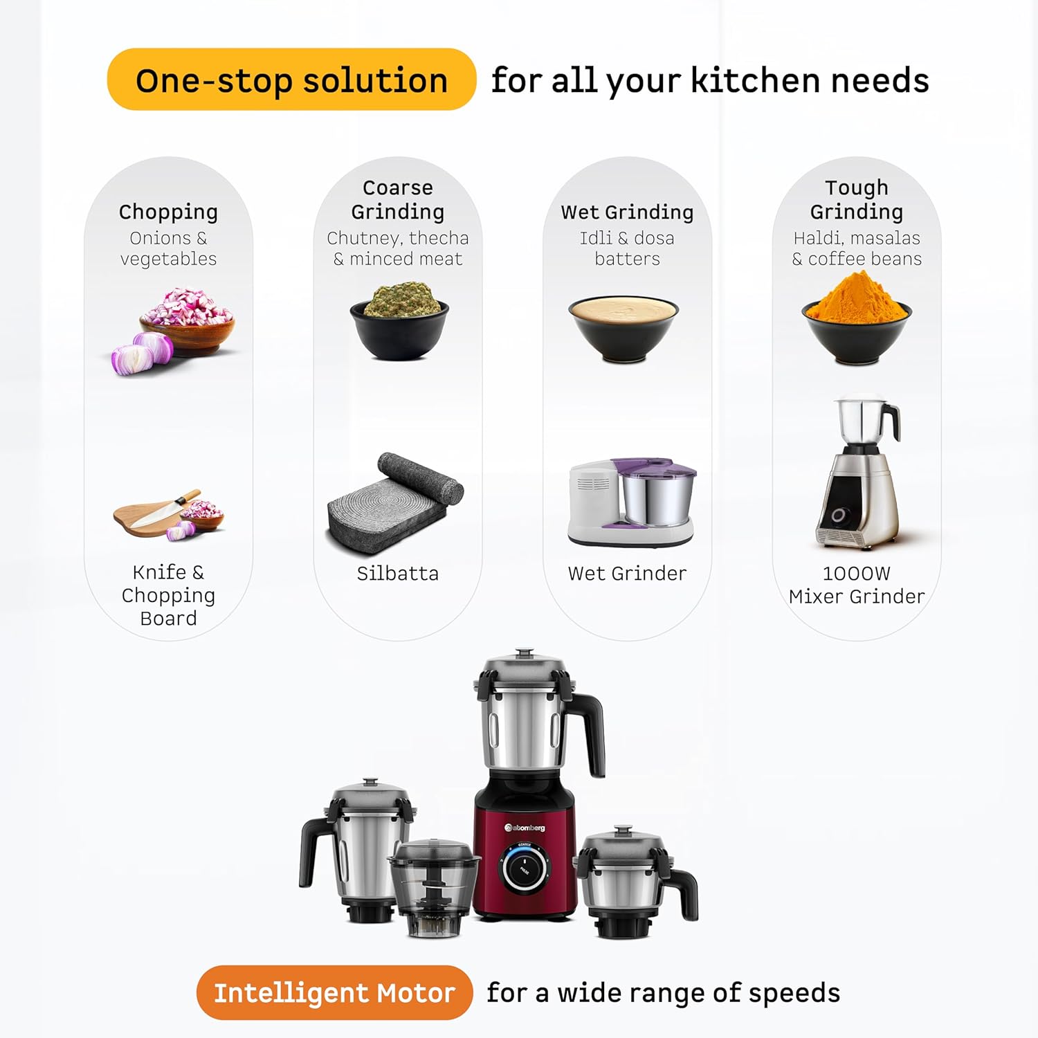 Atomberg Mixer Grinder with Coarse Mode getting Silbatta like texture, ZENOVA-Red Wine - Image 6