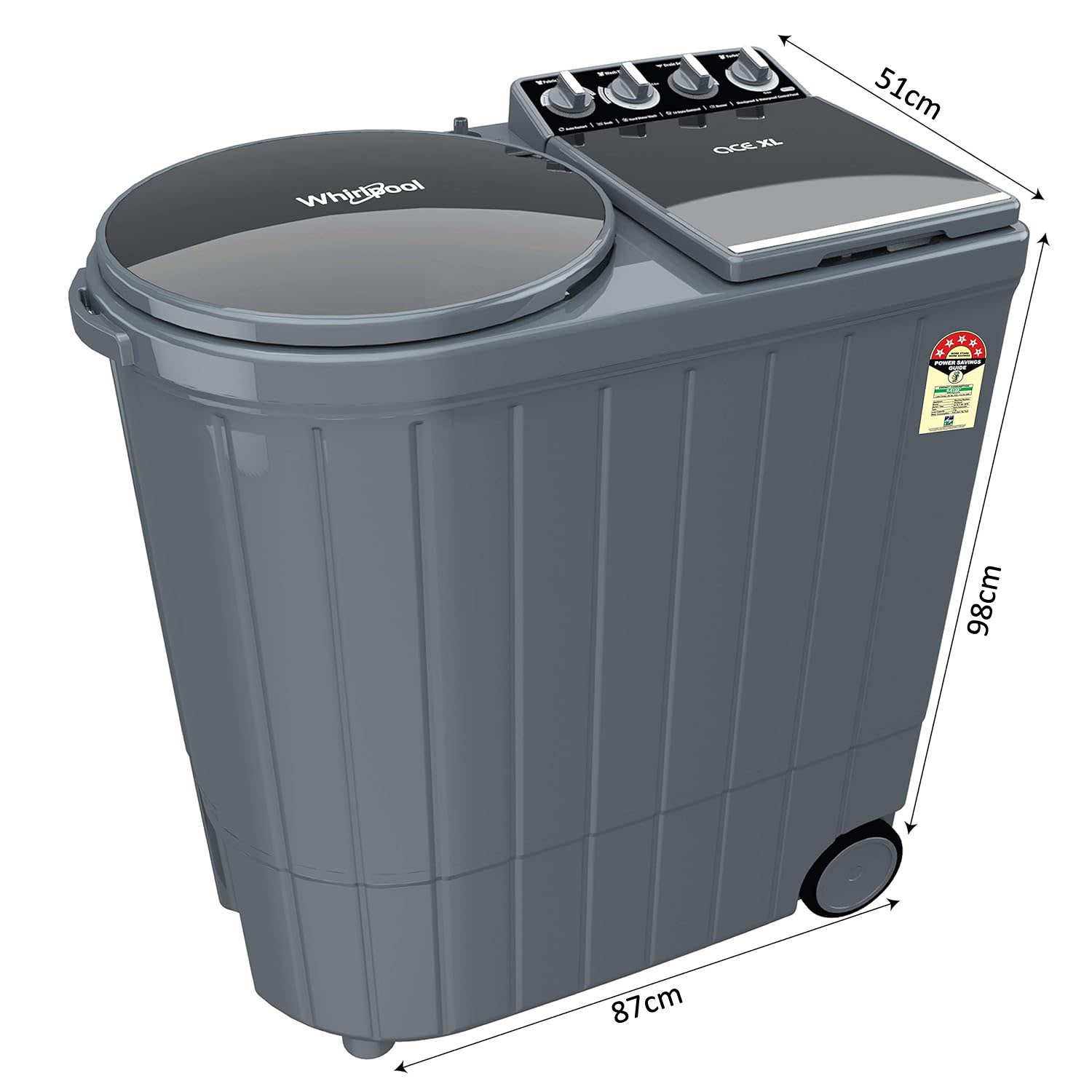 Whirlpool 5 Star Semi-Automatic Washing Machine with Dynamix Detergent Dispenser, Turbo Lint Filter, Grey Dazzle, Ace XL-ACE XL 10 DMIX GREY DAZZLE (10YR)-D - Image 7