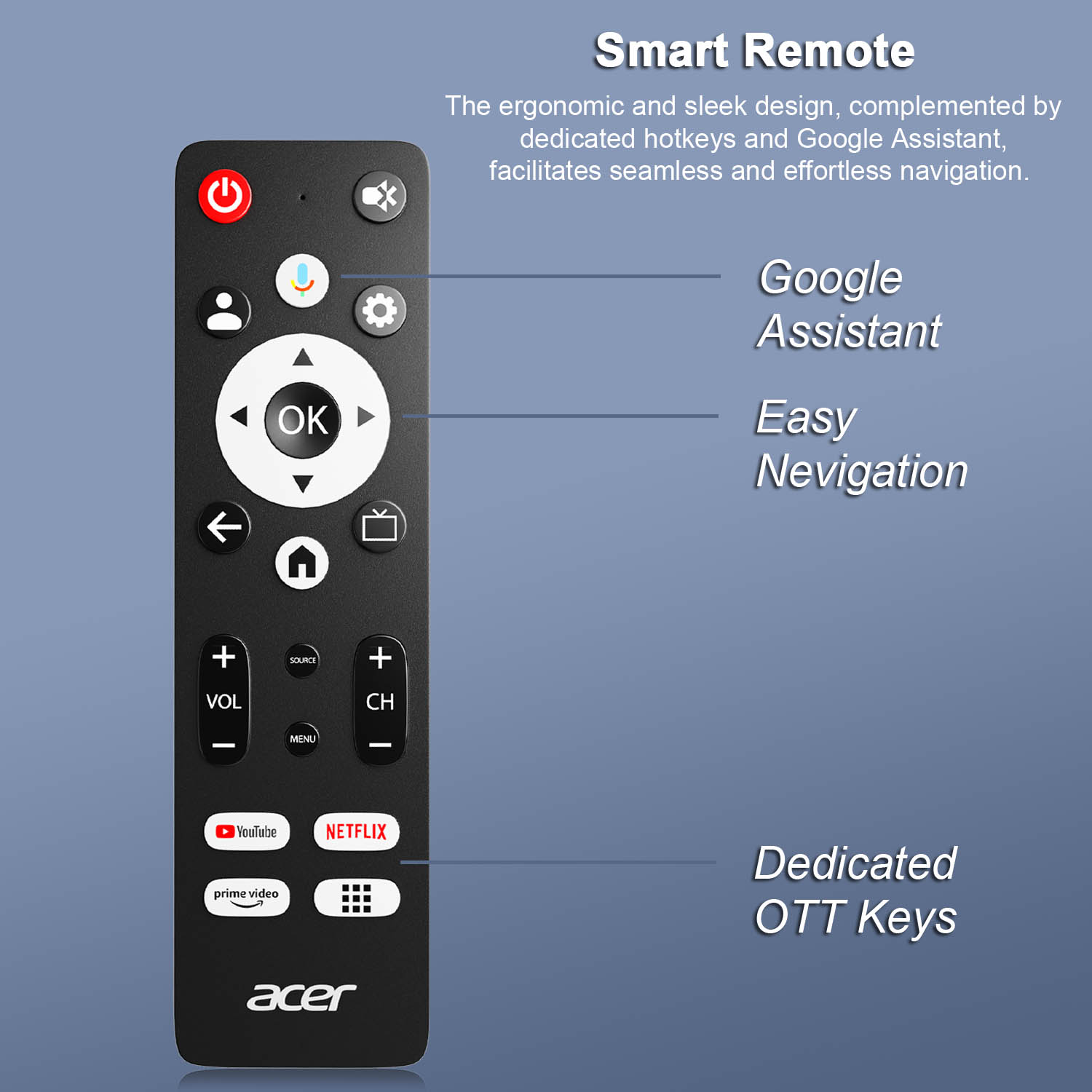 Acer 4K Ultra HD Google TV with Frame-less Design, Super Brightness, HDR10+, Dolby Atmos and Eye Care protect, Black, AR-GT2851UDFL-AR55GT2851UDFL - Image 7