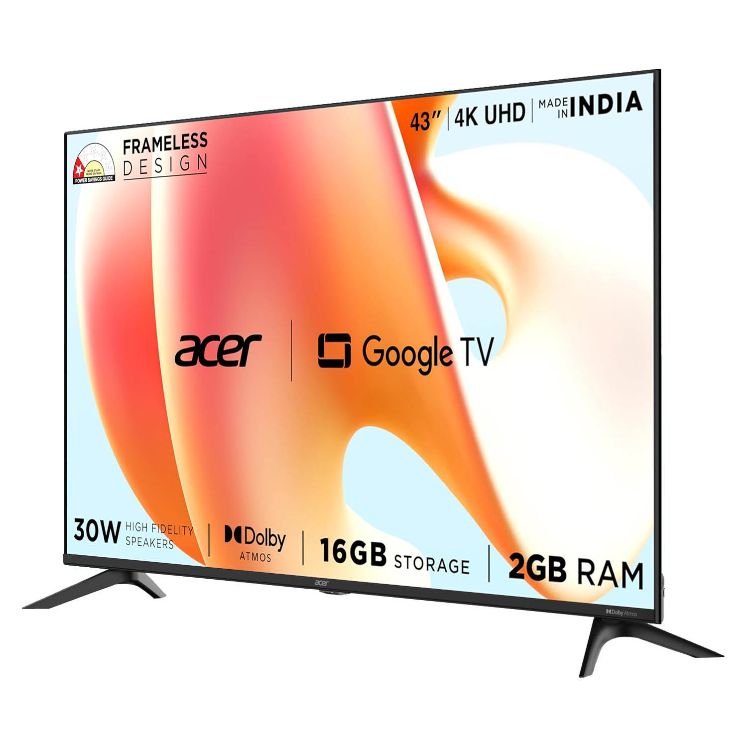 Acer 4k Smart Google Tv with Frame-less Design, Dolby Atmos and Smart Remote, Black, UDGGR2851AD-AR43UDGGR2851AD - Image 3