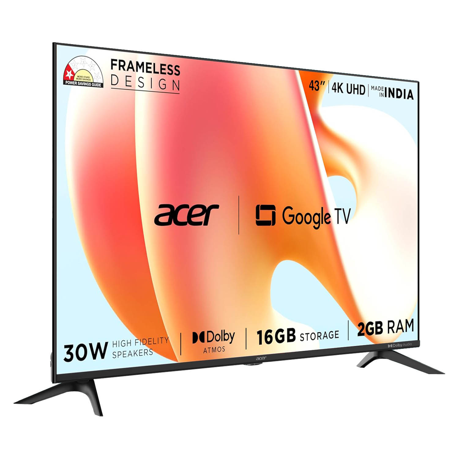 Acer 4k Smart Google Tv with Frame-less Design, Dolby Atmos and Smart Remote, Black, UDGGR2851AD-AR43UDGGR2851AD - Image 2