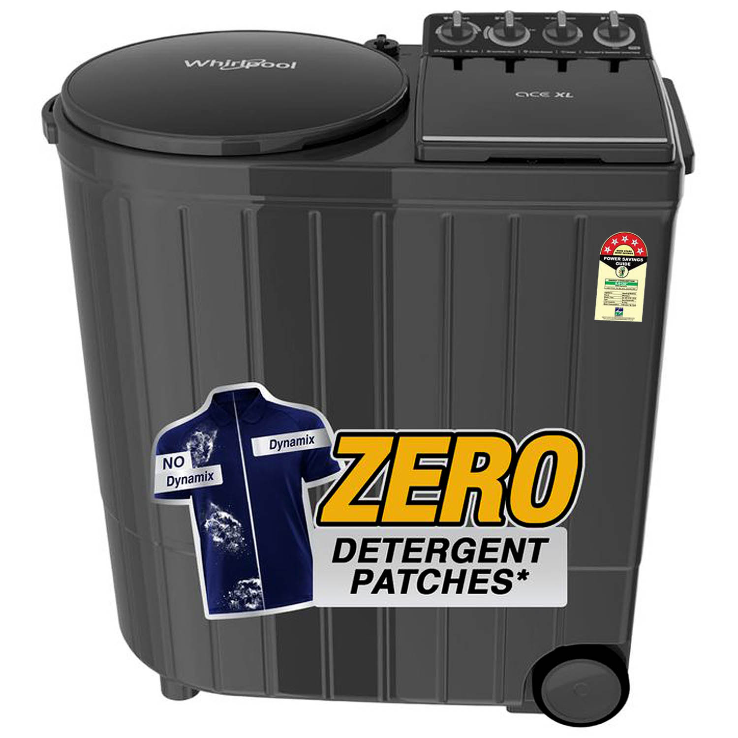 Whirlpool 5 Star Semi-Automatic Top Loading Washing Machine with Dynamix Detergent Dispenser, Turbo Lint Filter, Graphite Grey, Ace XL-ACE XL 12 DMIX GRAPHITE GREY (10YR) - Image 1