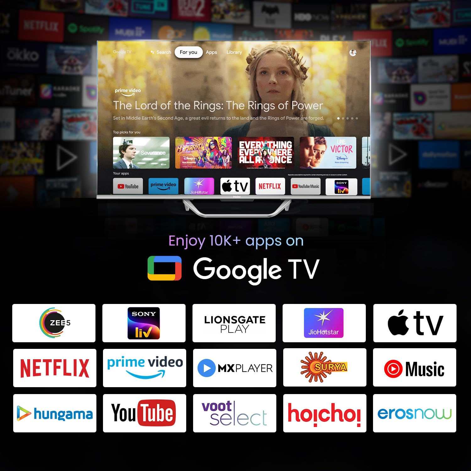 Haier QLED Google TV with Dolby Vision Atmos and Hands Free Voice Control, Grey, S800QT-65S800QT - Image 6