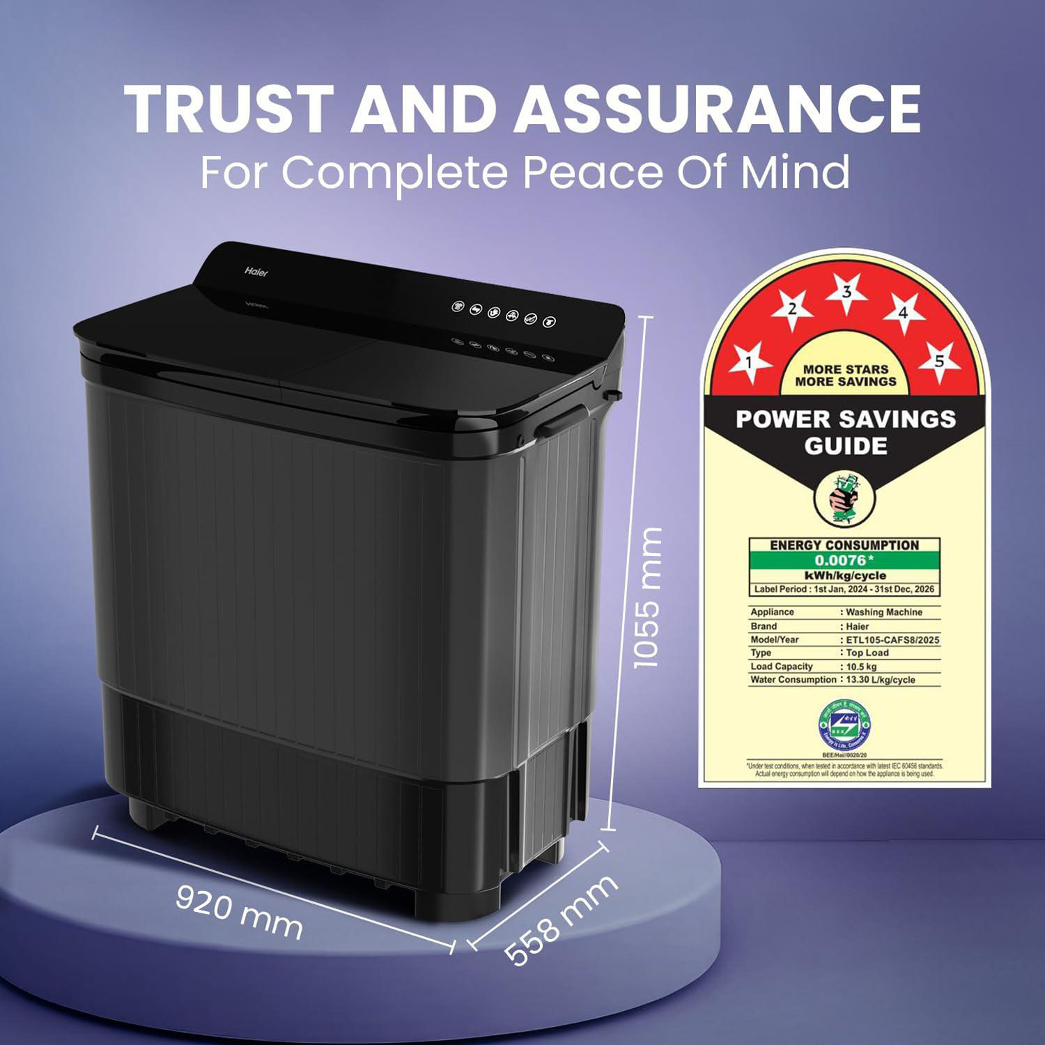 Haier Semi Automatic Washing Machine HTW140-178BK - Image 12
