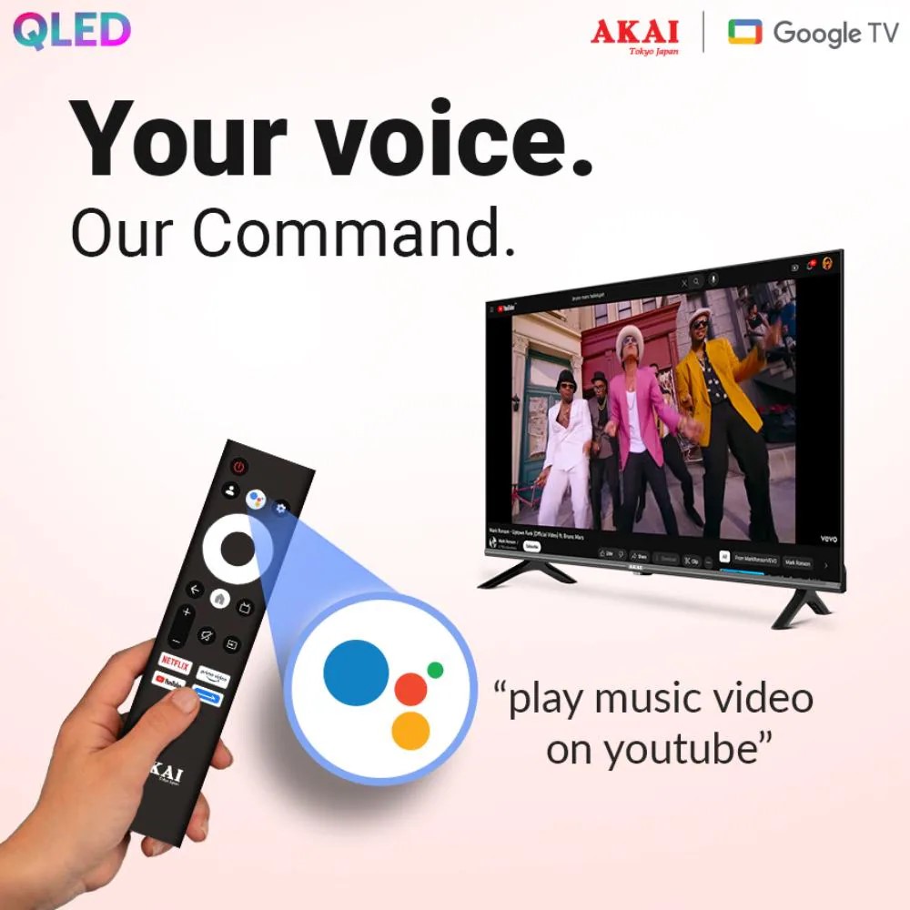 Akai Q-LED Google TV with Atmos Sound, 60Hz Refresh Rate, HDR 10, Bezelless Design Display, Black, AL-GQU-SFWS-AKAI 100" UHD SMART QLED GTV - Image 9