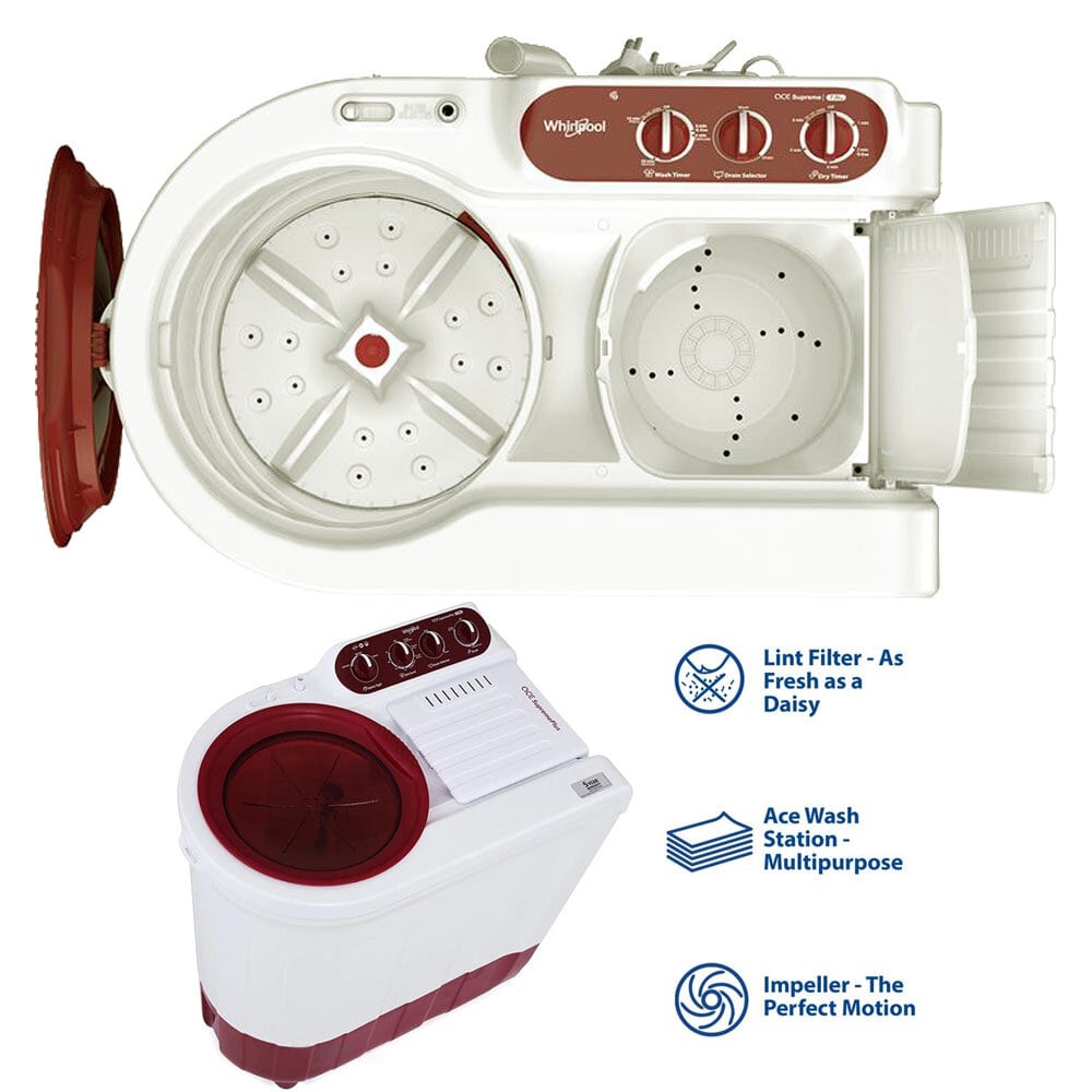 Whirlpool 7KG Semi Automatic Washing Machine, ACE 7.0 SUPER SOAK-ACE 7 SUPREME (CORAL RED) (5YR) - Image 5