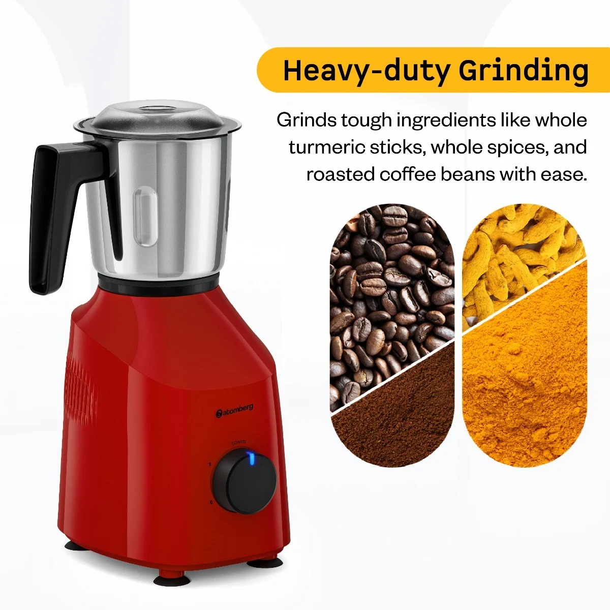 Atomberg Mixer Grinder with Coarse Mode getting Silbatta like texture, ZENOVA-Fiery Red - Image 8