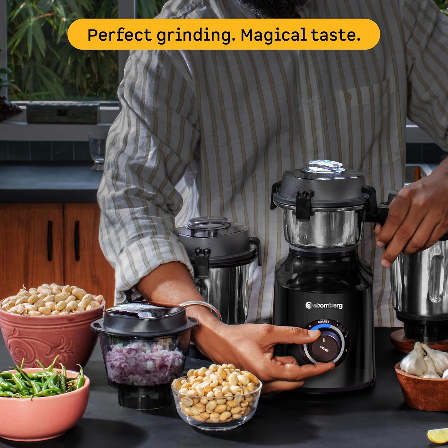 Atomberg Mixer Grinder with Coarse Mode getting Silbatta like texture, ZENOVA-Black - Image 7