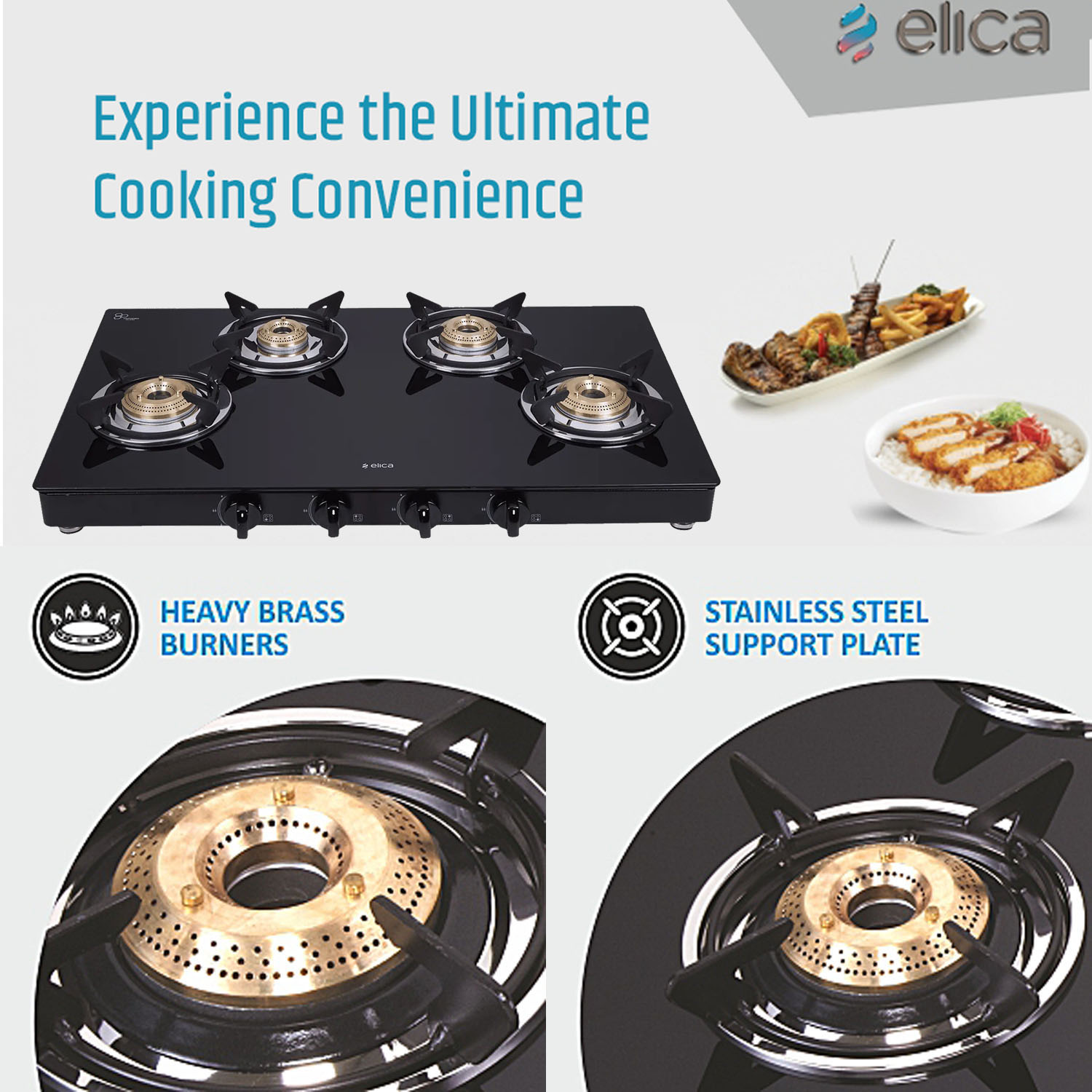 Elica Free-standing Cooktop Mat Onyx 774 Ct Vetro 2J Black - Image 5