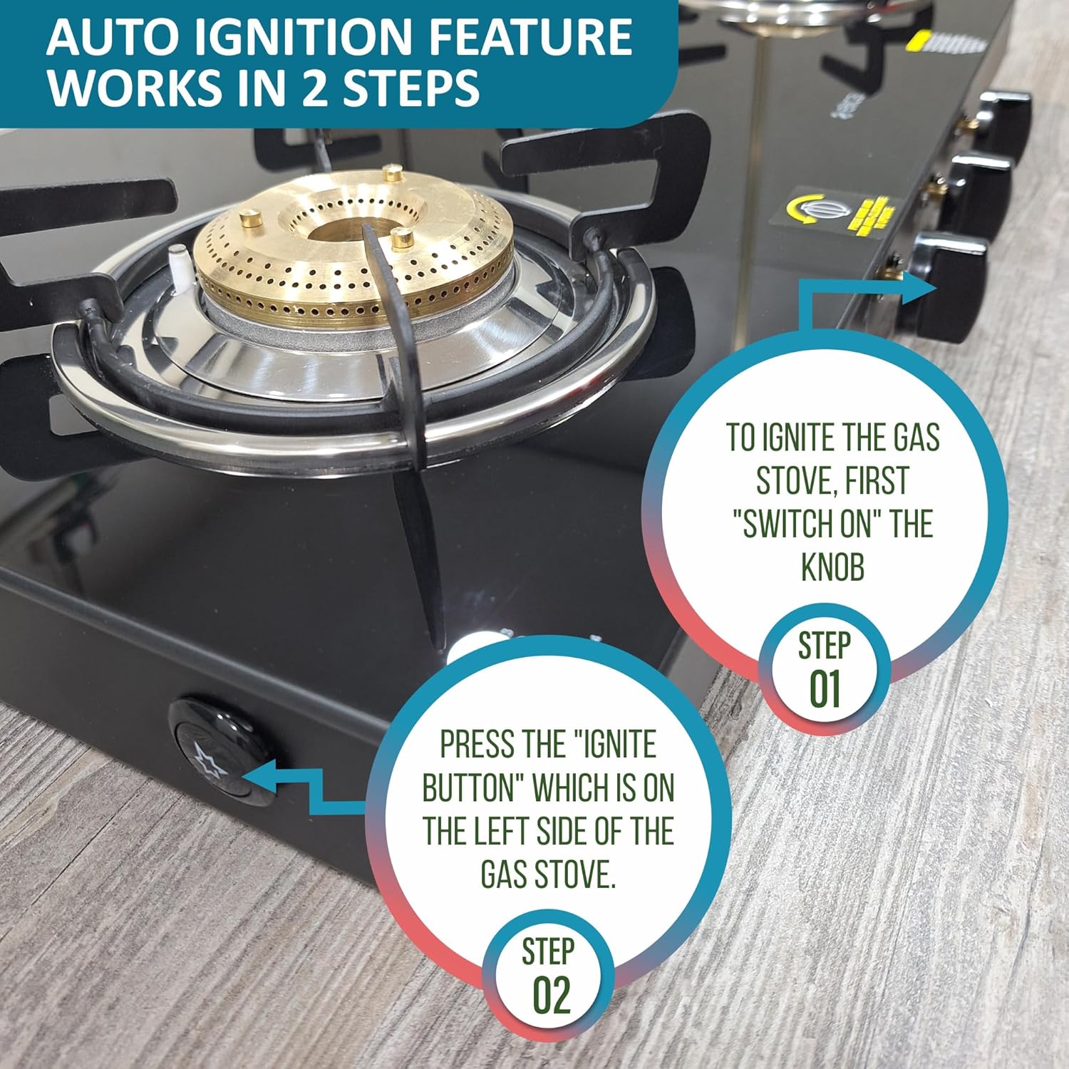 Elica Free-standing Cooktop Mat Onyx 773 Ct Vetro 2J Black - Image 5