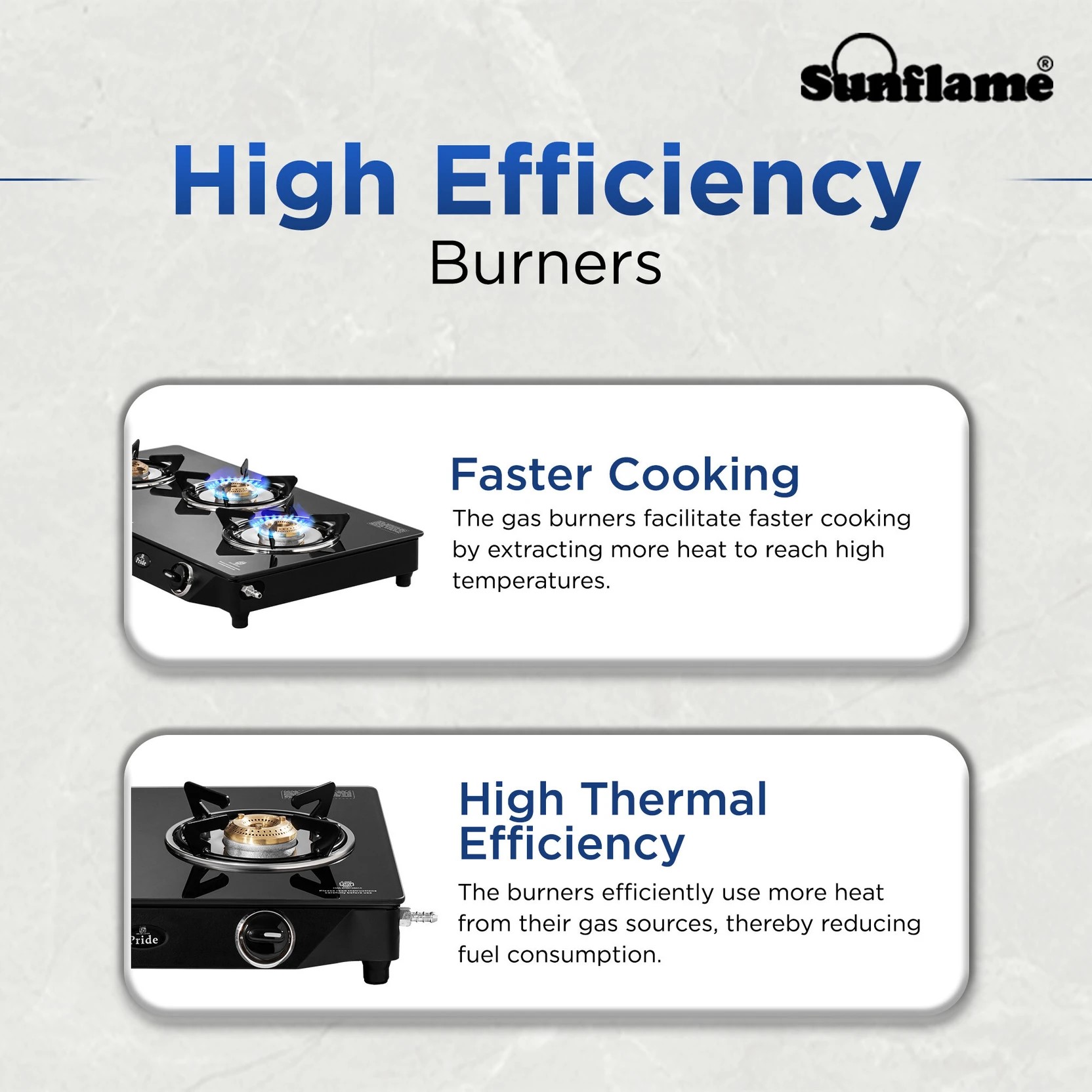 Sunflame Toughened glass Gas Stove with Stainless steel drip tray, Durable Forged Brass Burners and Sturdy Pan Support, Black, Jumbo-GT JUMBO 3B - Image 9