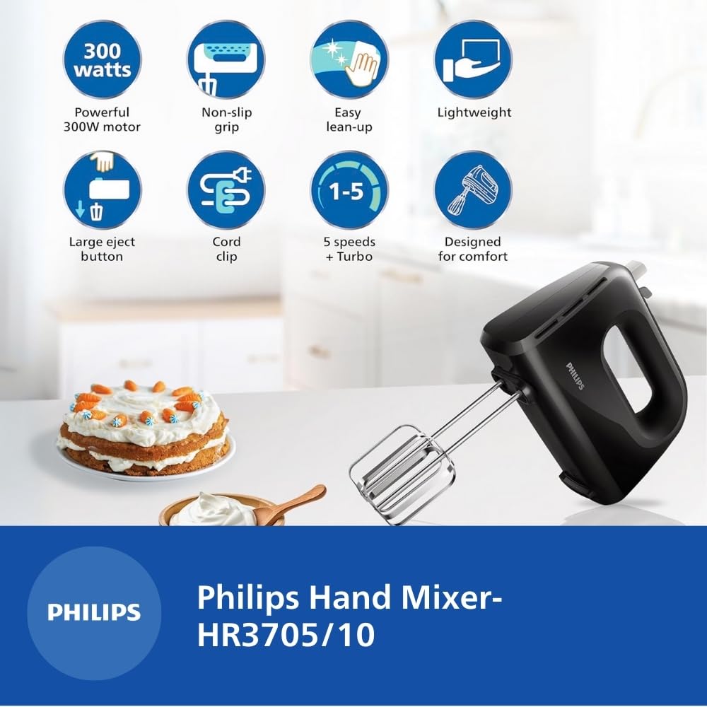 PHILIPS 300 Watt, 5 Speed Hand Mixer, HR3705/10 - Image 14