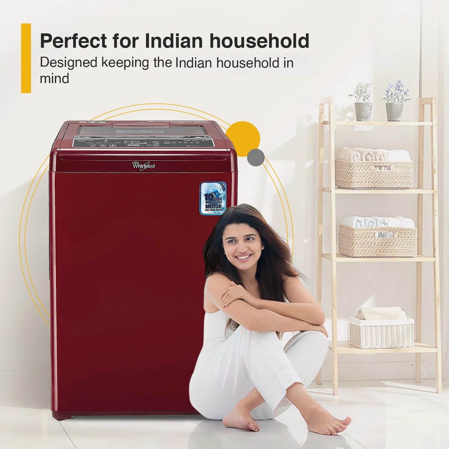 Whirlpool 7 KG Fully Automatic Machine with 6 Smart Sensors and Zero Pressure Fill Technology, Rosewood Wine, CLASSIC 7.0 GENX - Image 7