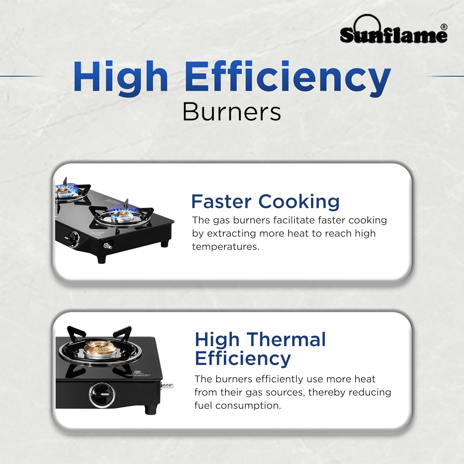 Sunflame Cooktop with 6MM Toughened Glass, Brass Burners and Black Powder Coated Galvanized Steel, LPG Stove GT Crown, Black-2 Brass Burner - Image 11