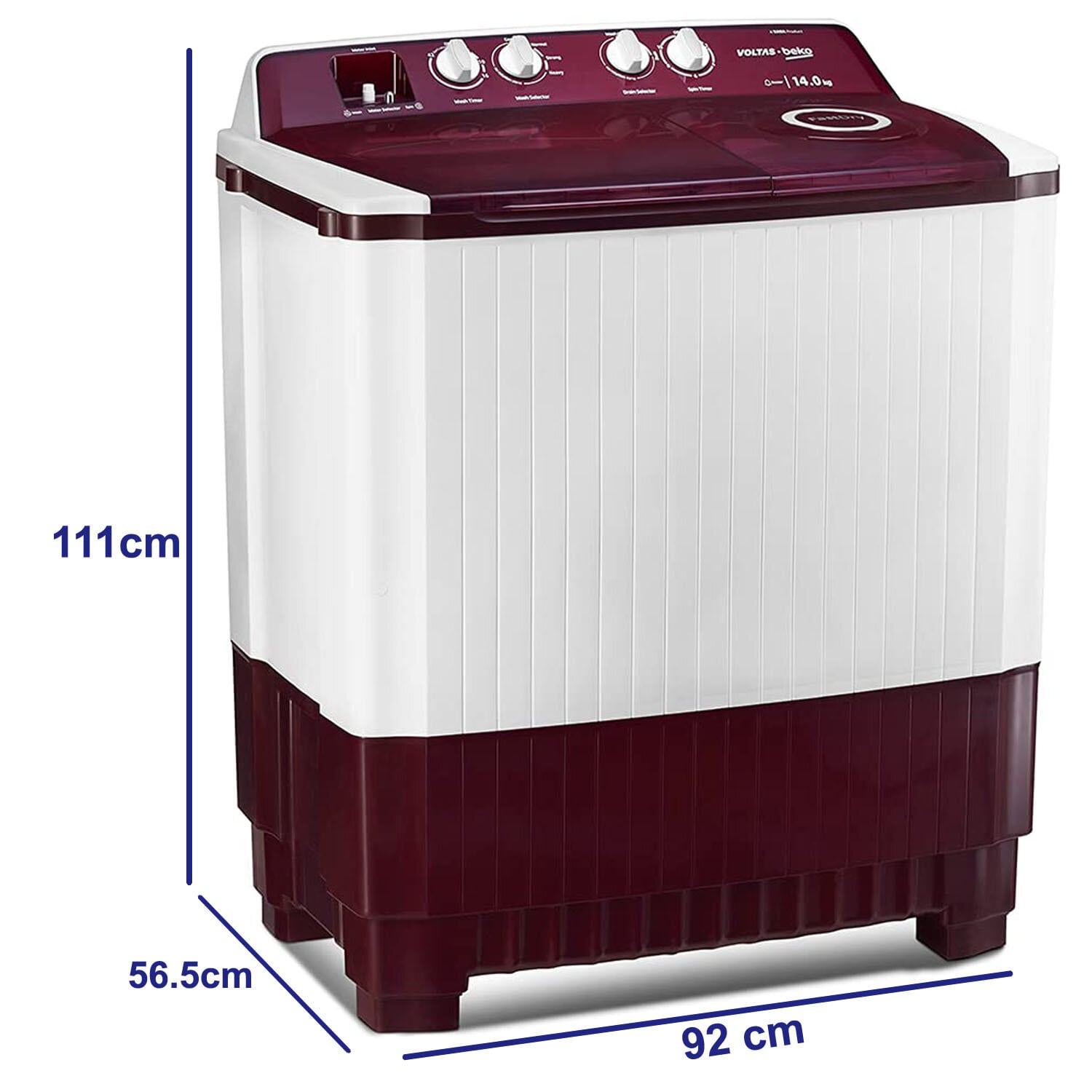 Voltas Beko 14 KG Semi Automatic Machine with Fast Dry System and Double Cascade System, Burgandy, WTT140ABRT - Image 7