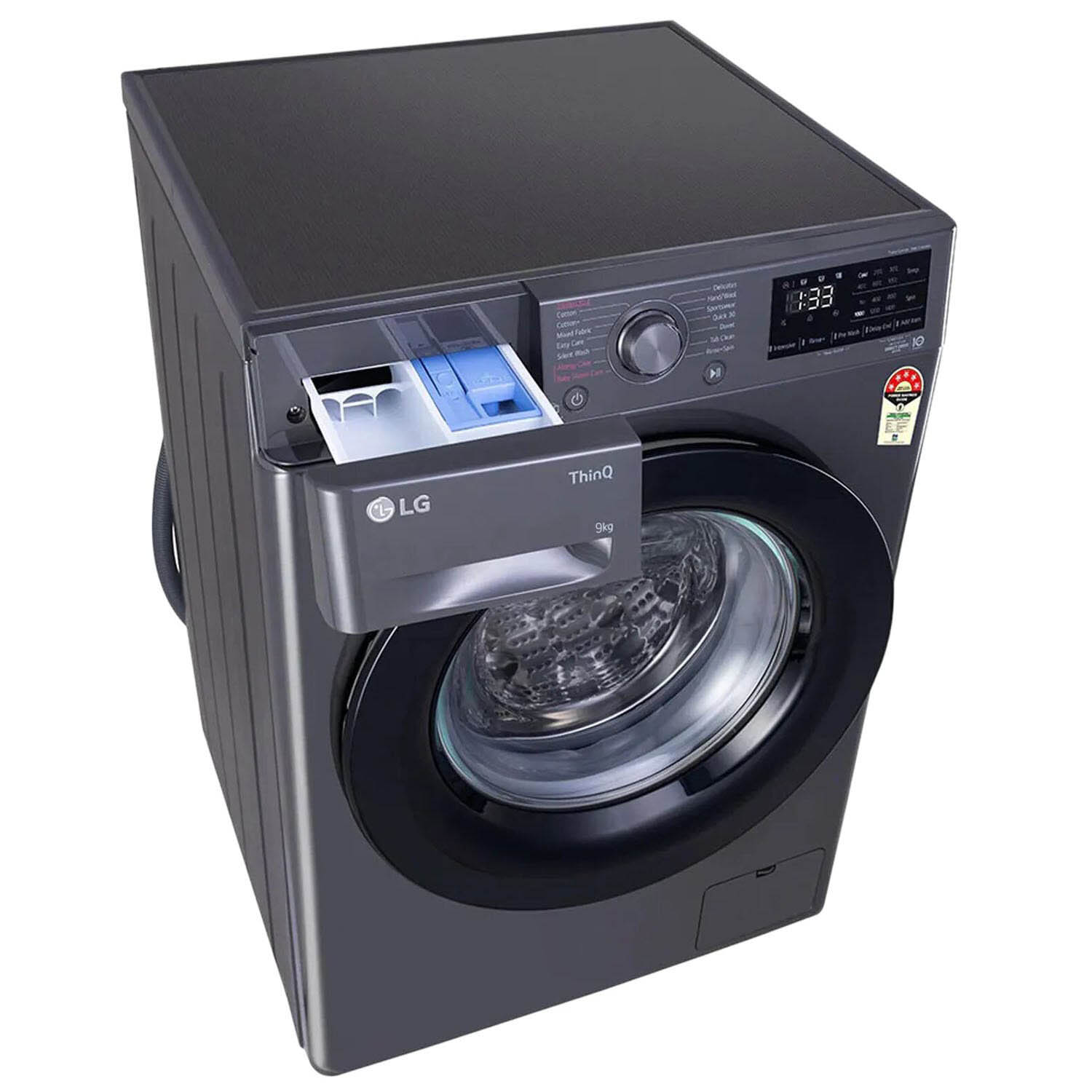 LG 9 KG 1400 RPM Fully Automatic Front Load Machine with AI Direct Drive Motor, Steam, Smart Diagnostics, Middle Black, FHV1409Z4M - Image 2
