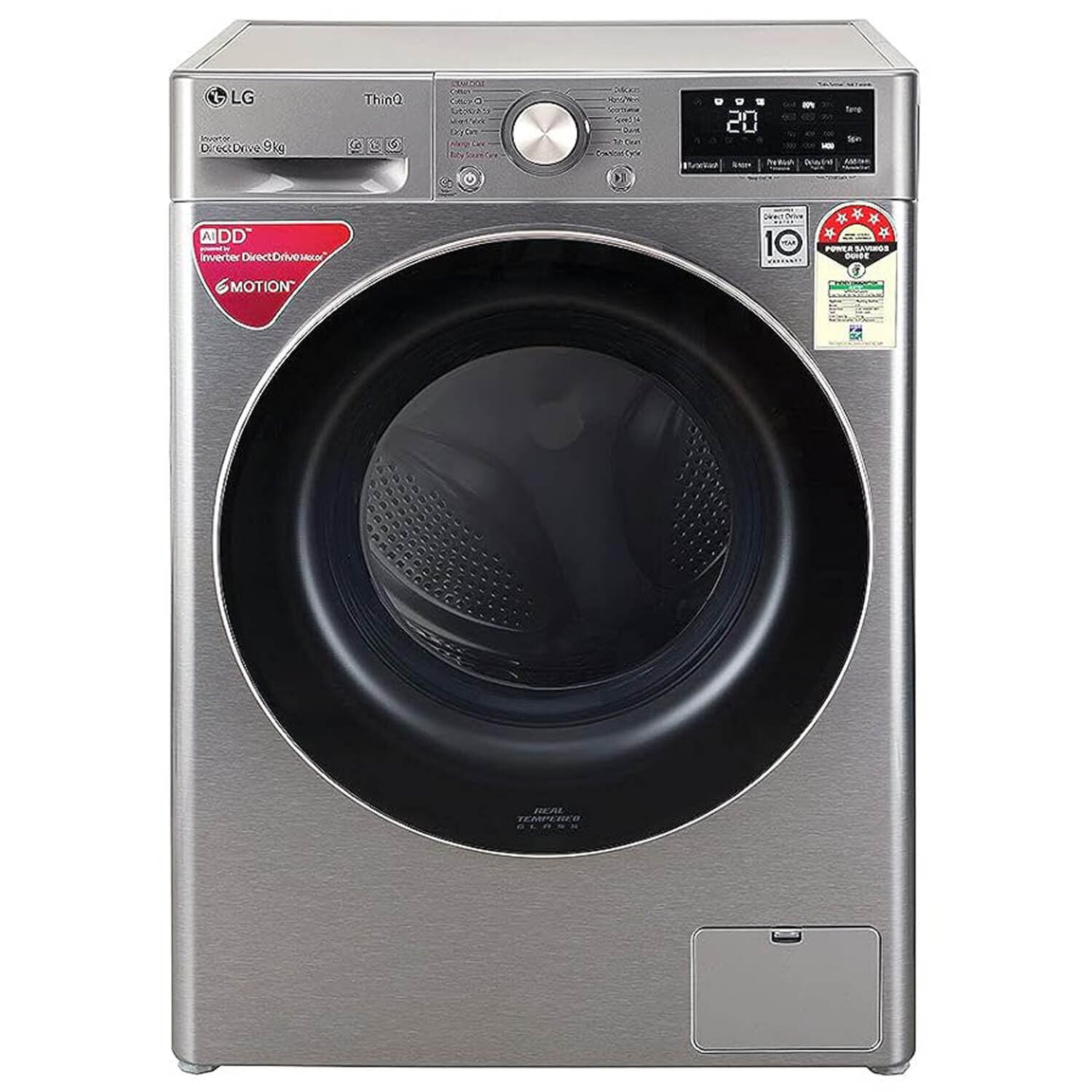 LG 9 KG 1400 RPM Fully Automatic Front Load Machine with AI Direct Drive Motor, Steam, Smart Diagnostics, Platinum Silver, FHV1409ZWP - Image 1