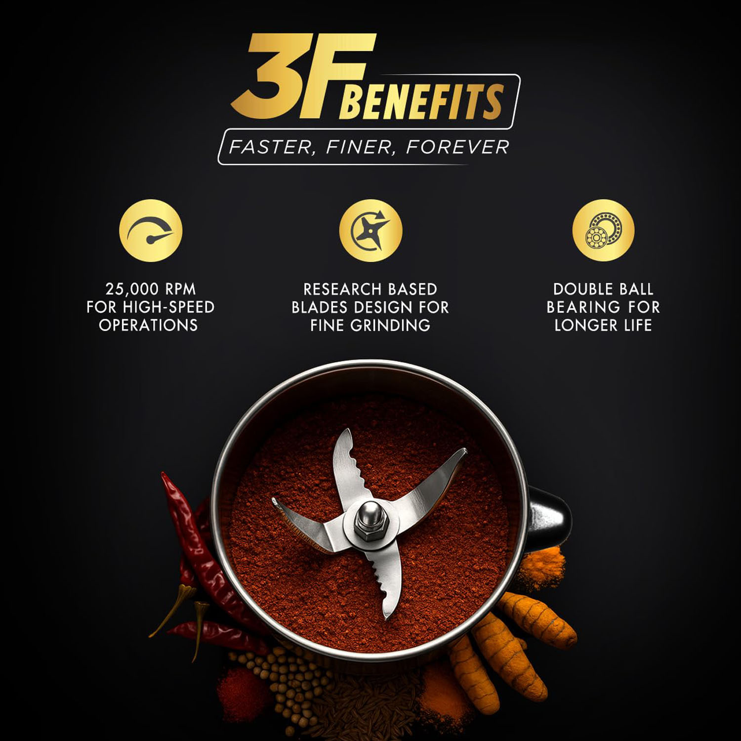 Sujata 1000 Watt, 3 Jars Mixer Grinder with Pulse Action, Unbreakable Handle & Coconut Milk Extractor, MG-02 - Image 2