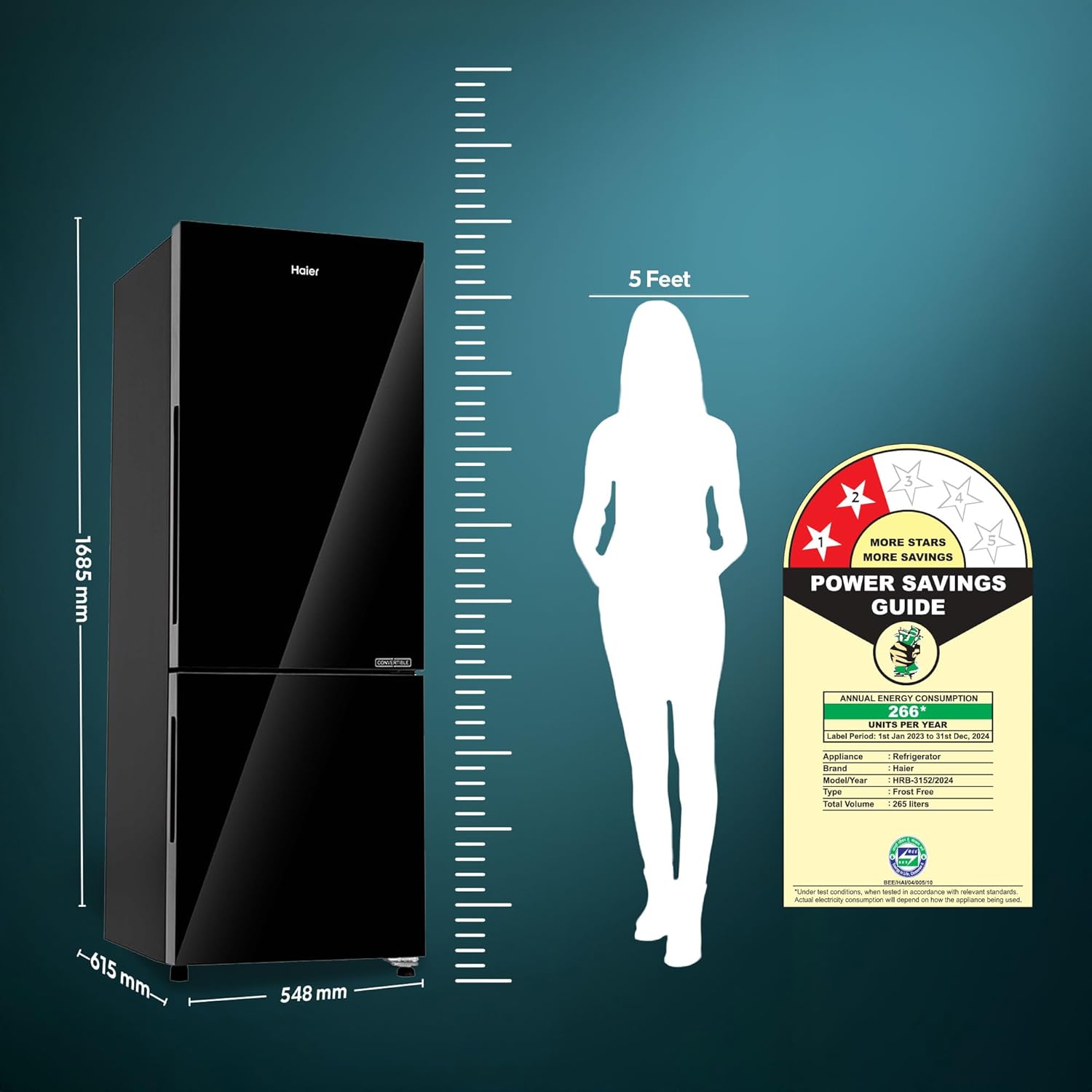 Haier Bottom Freezer Refrigerator HRB-3152PKG-P - Image 7