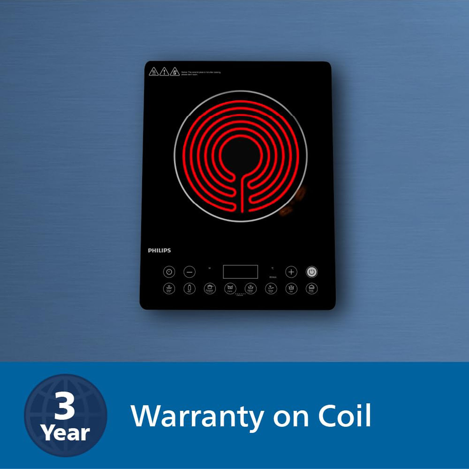 Philips 2100 Watt Induction Cooktop with 8 Power Levels, Black, HD4929/01 - Image 2