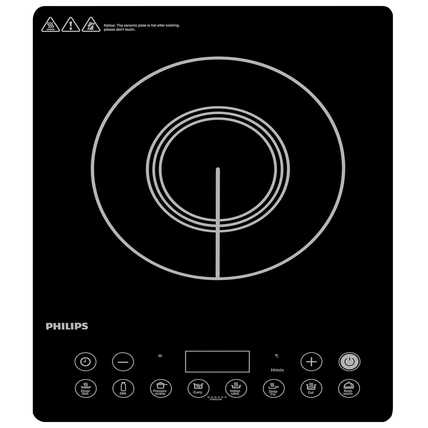 Philips 2100 Watt Induction Cooktop with 8 Power Levels, Black, HD4929/01 - Image 1
