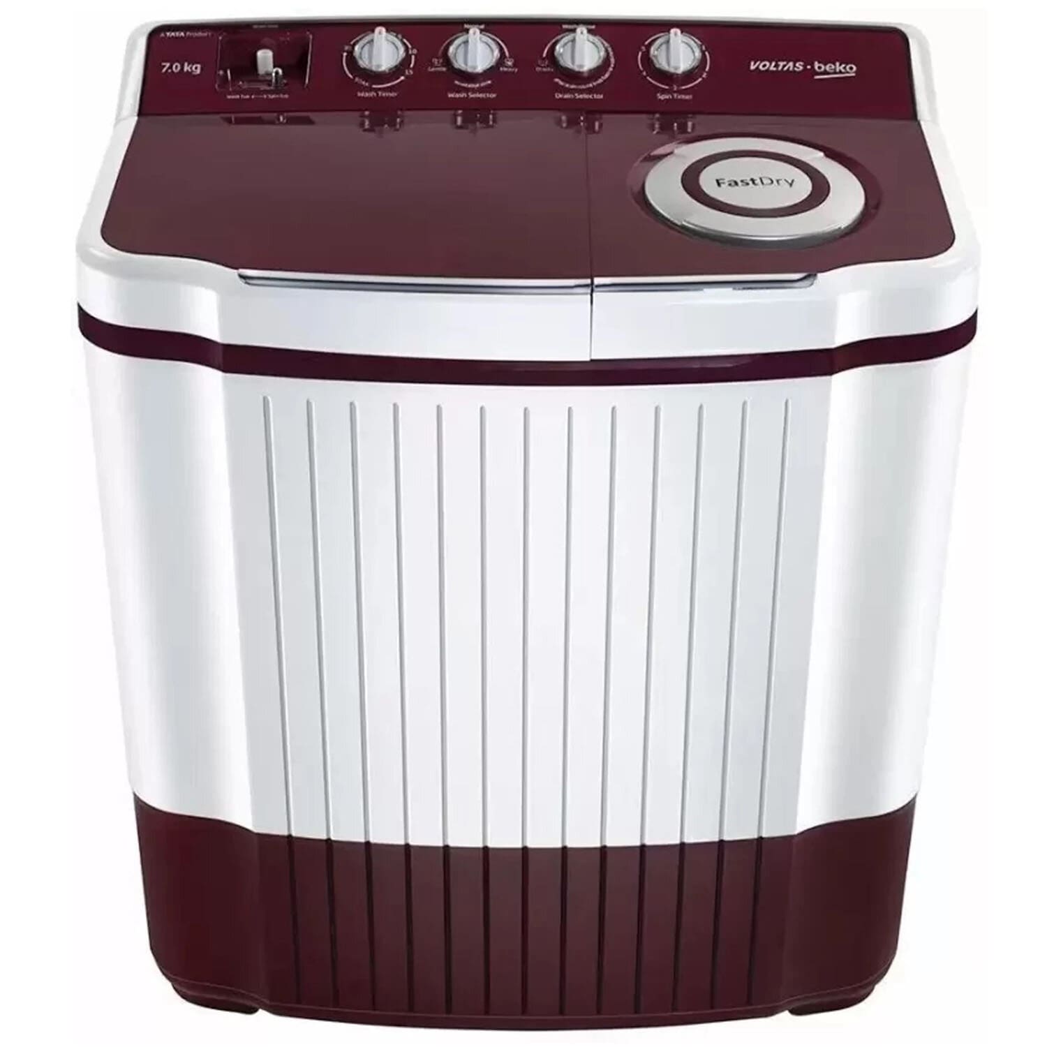 Voltas Beko 7 KG Semi Automatic Machine with 3 Wash Programes and Two Way Waterfall, Burgandy, WTT70DLIM Voltas Beko 7 KG Semi Automatic Machine with 3 Wash Programes and Two Way Waterfall, Burgandy, WTT70DLIM - Image 2