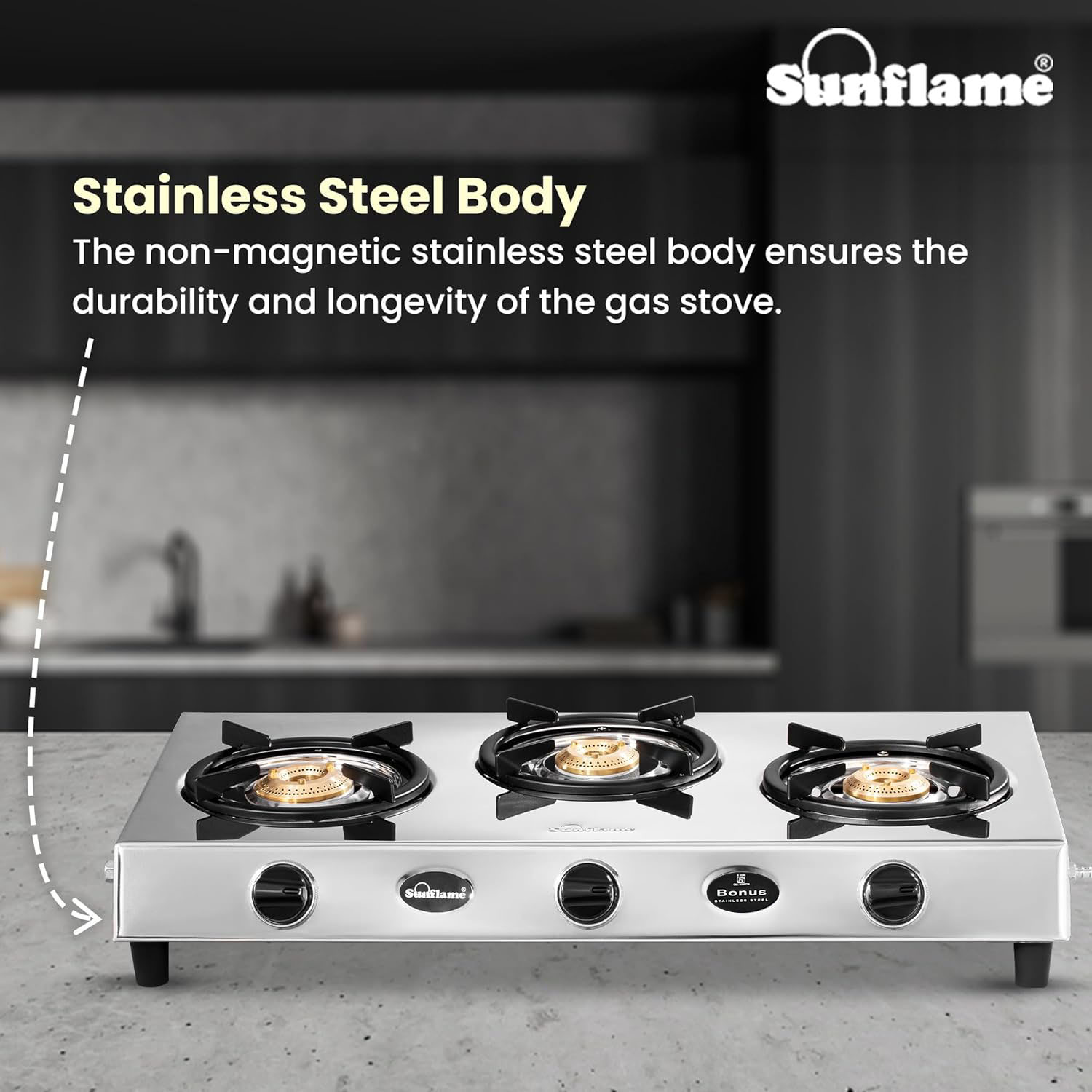 Sunflame Free-standing Cooktop BONUS 3B DX - Image 4