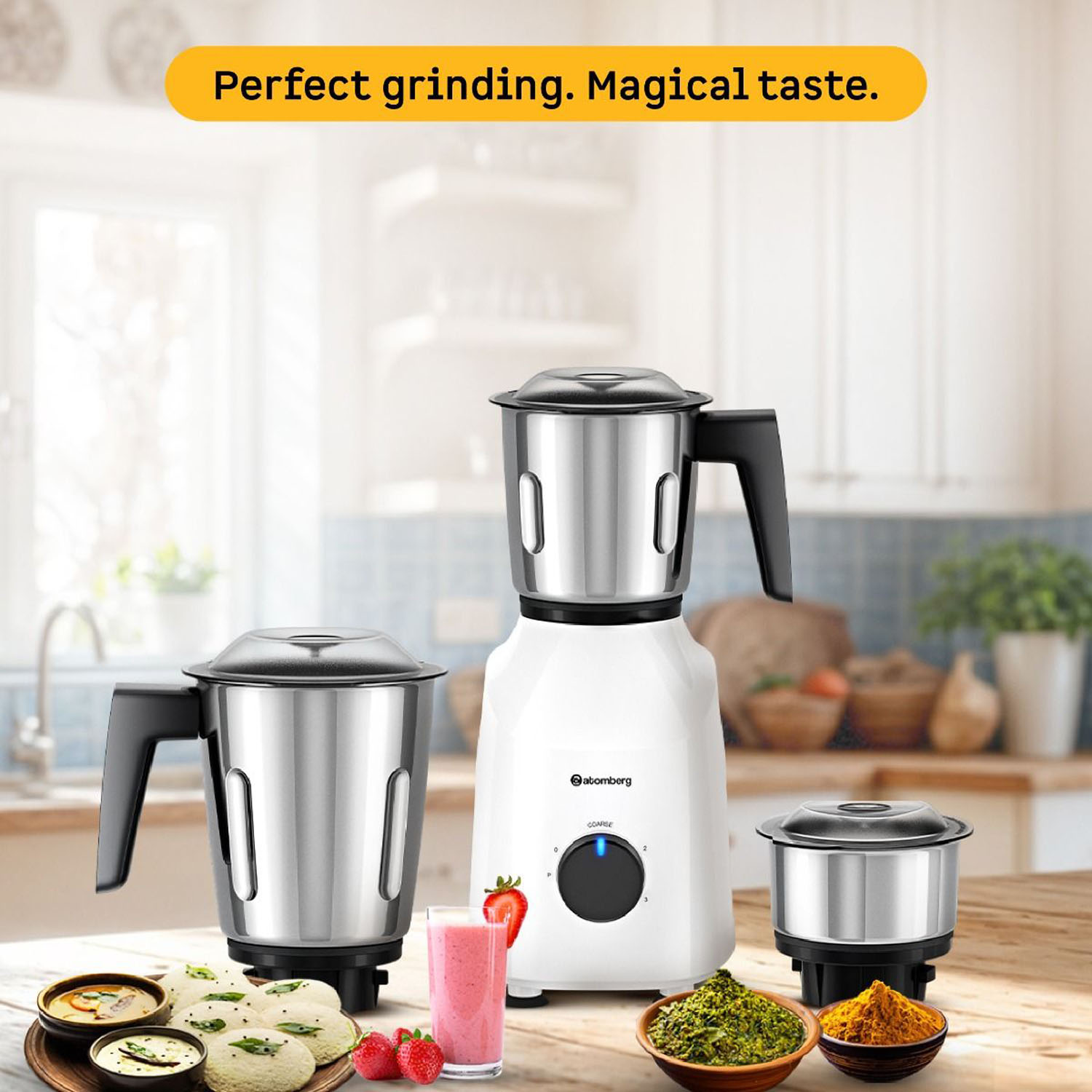 Atomberg 750 Watt Mixer Grinder with Coarse Mode Getting Silbatta Like Texture, 750W Intelligent Motor, Snow White, Xiana - Image 8