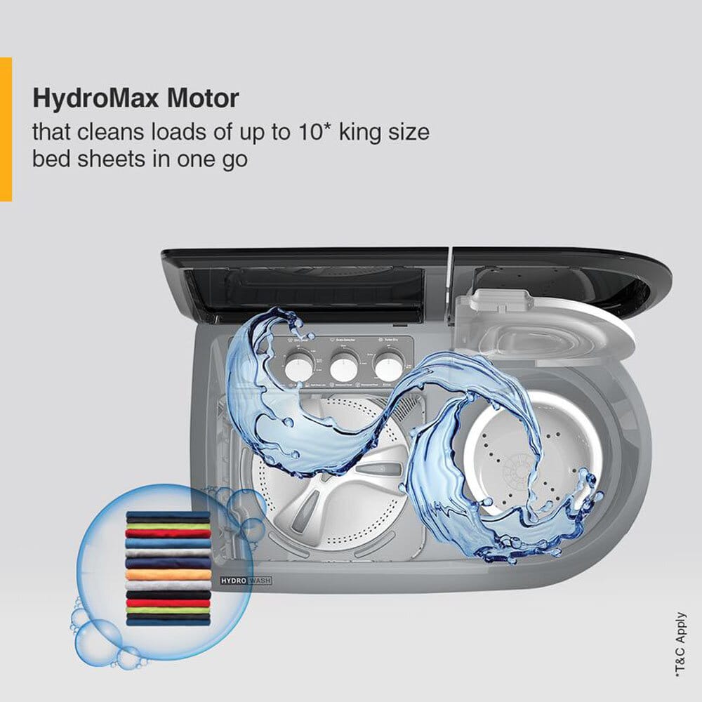 Whirlpool 9 KG Semi Automatic Machine with Soft Close Lid, 3D Wave Technology, Waterproof and Shockproof Panel, Grey, Hydro Wash Elite - Image 5