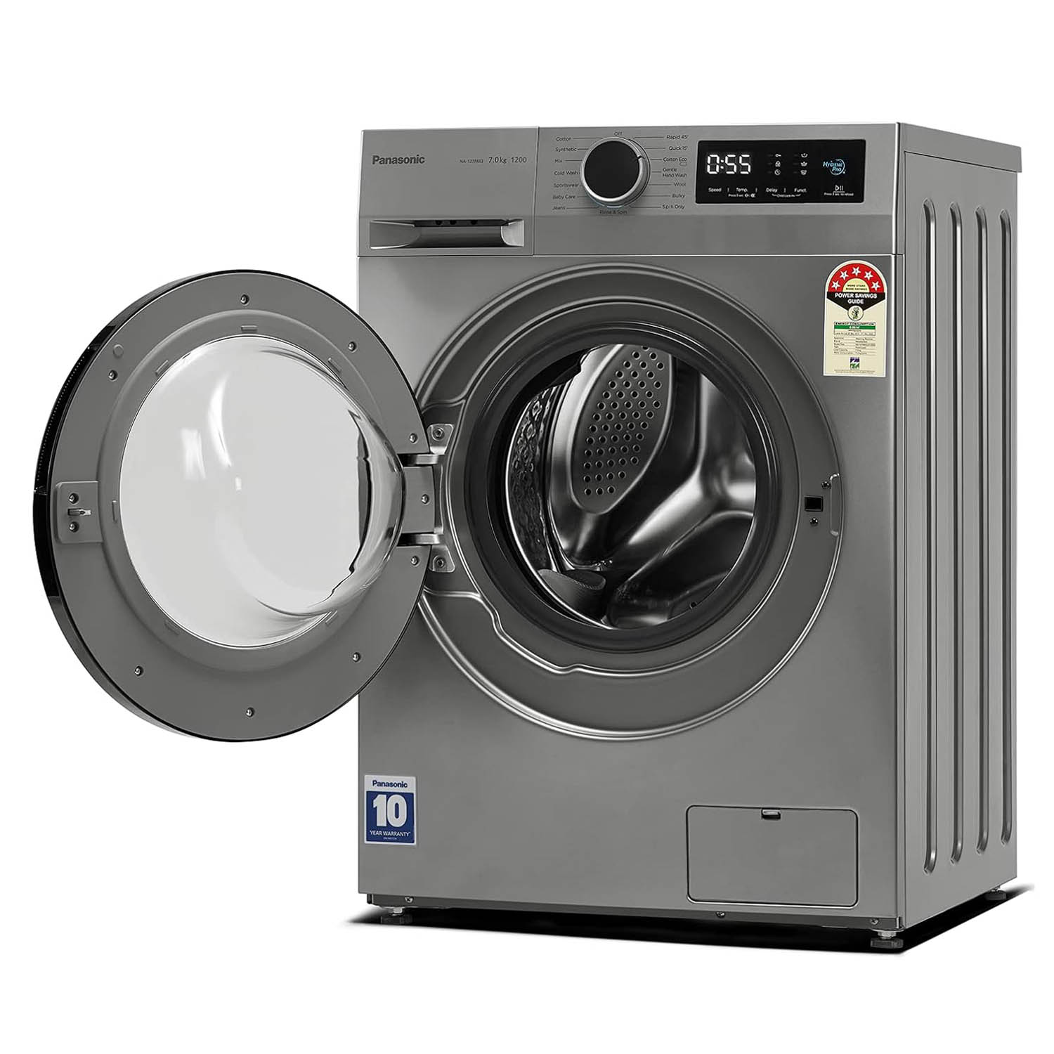 Panasonic 7 KG 1200 RPM Fully Automatic Front Load Machine with 5 Star Rating and Built-in Heater, Silver, NA-127MB3L01 - Image 3