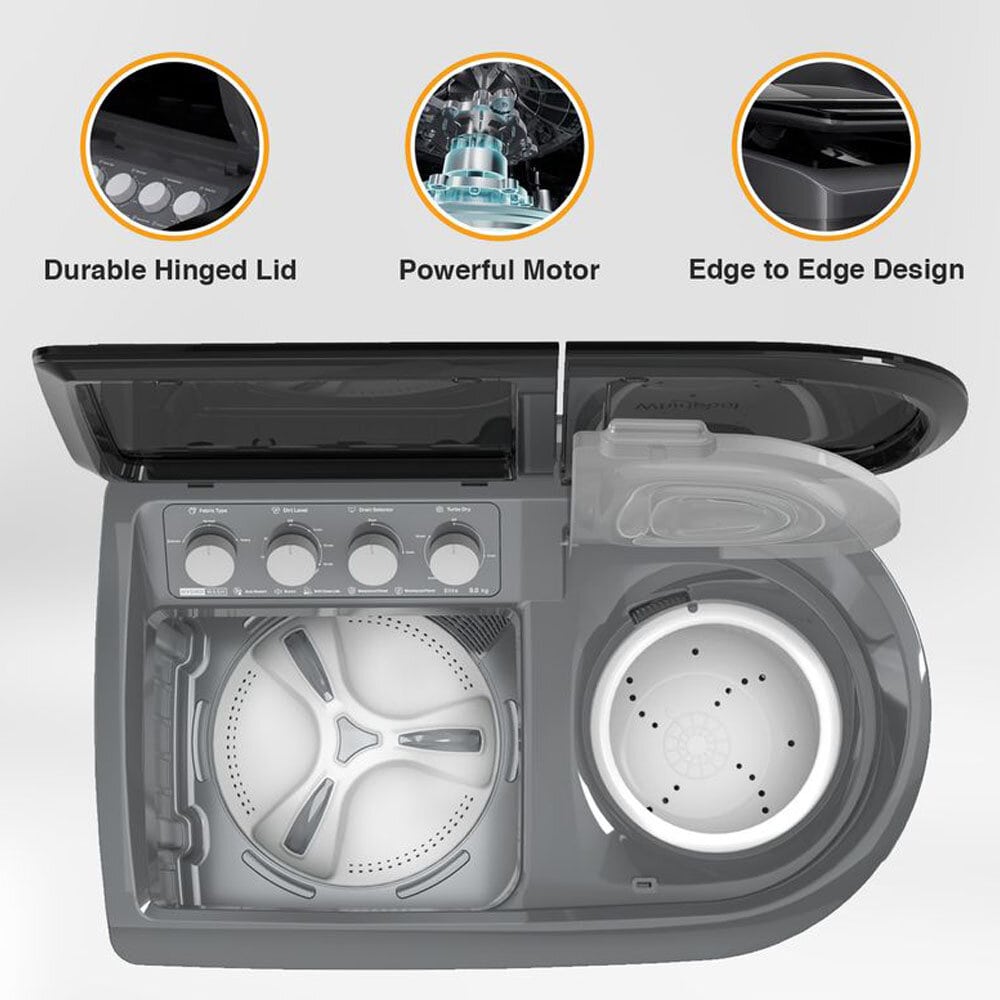 Whirlpool 9 KG Semi Automatic Machine with Soft Close Lid, 3D Wave Technology, Waterproof and Shockproof Panel, Grey, Hydro Wash Elite - Image 4