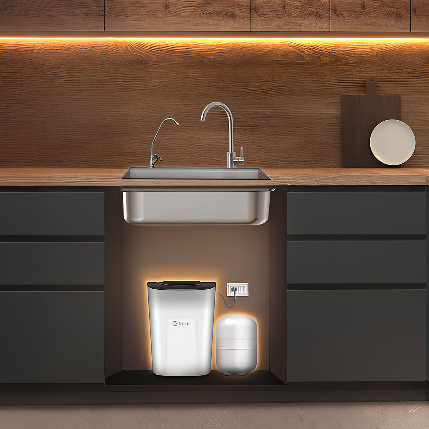 AO Smith Under the Sink UV Water Purifier with 6 stage purification, Goose Neck Faucet and 1 Year Warranty, White, U2-Pro Plus With Storage - Image 6