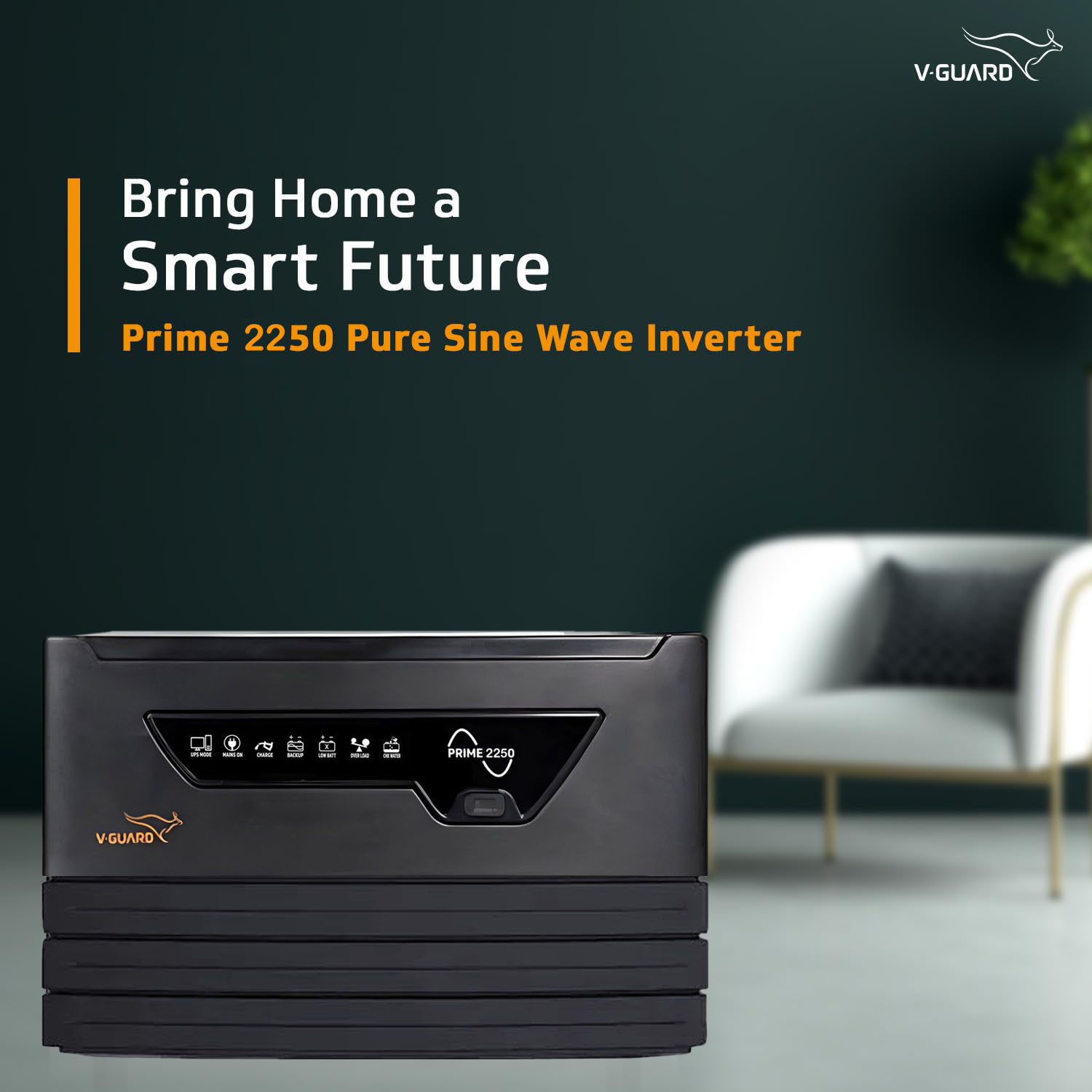 V-Guard 2000VA / 24V Pure Sine Wave Inverter for Home, Office &amp; Shop, Reliable Power Backup, LED Display, Easy Installation, Black, Prime 2250 - Image 7