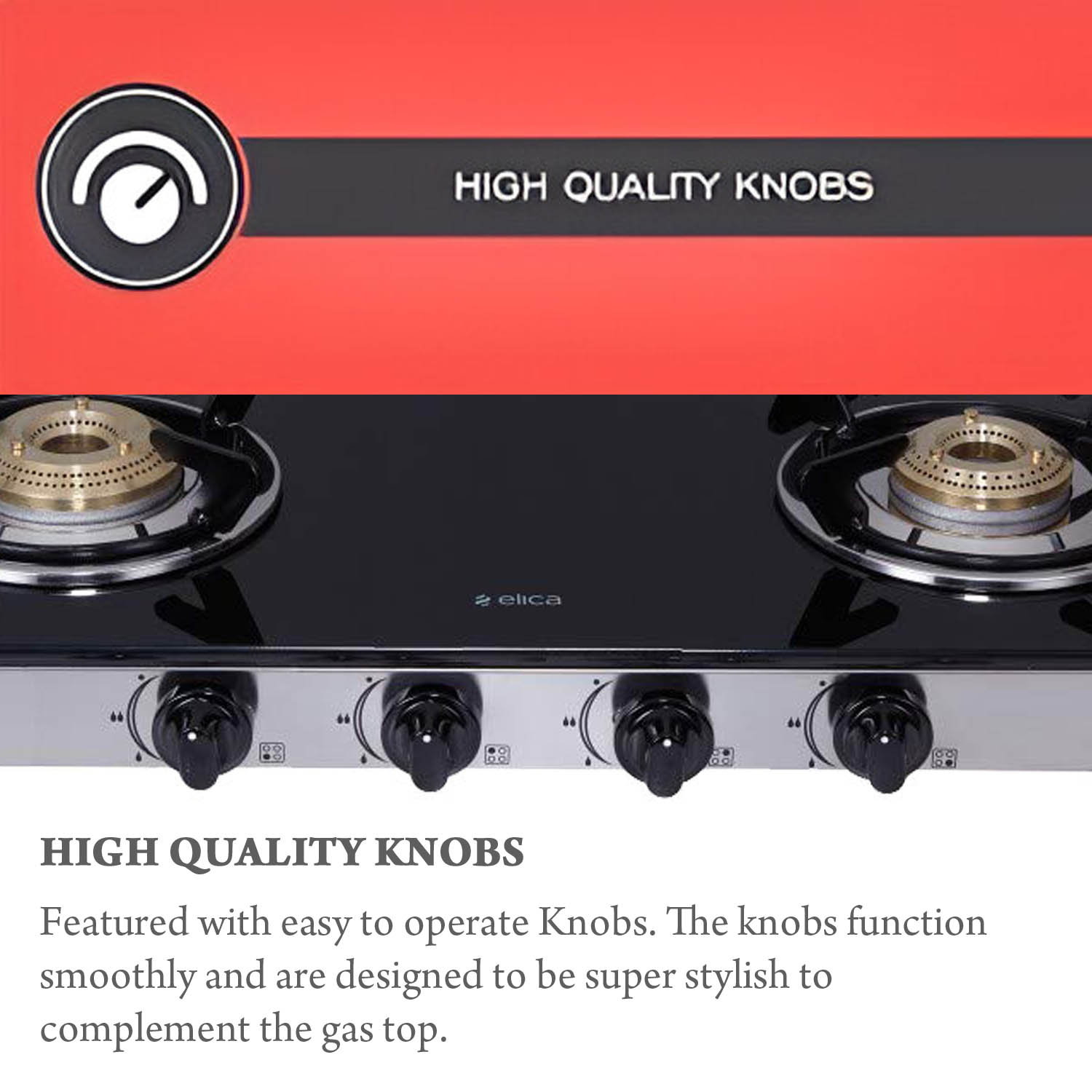 Elica Free-standing Cooktop 694 CT Vetro 2J TKN Crown Dt Series - Image 6