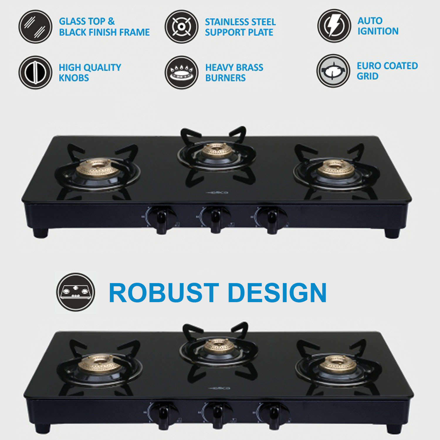 Elica Free-standing Cooktop Mat Onyx 773 Ct Vetro 2J Black - Image 6