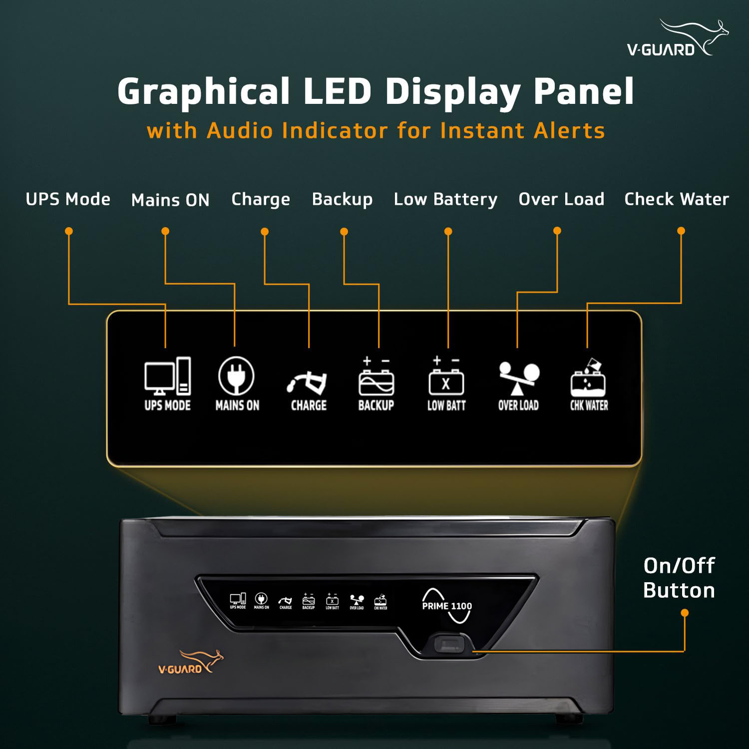 V-Guard 950VA / 12V Pure Sine Wave Inverter for Home, Office & Shop, Reliable Power Backup, LED Display, Easy Installation, Black, Prime 1100 V-Guard 950VA / 12V Pure Sine Wave Inverter for Home, Office & Shop, Reliable Power Backup, LED Display, Easy Installation, Black, Prime 1100 - Image 7