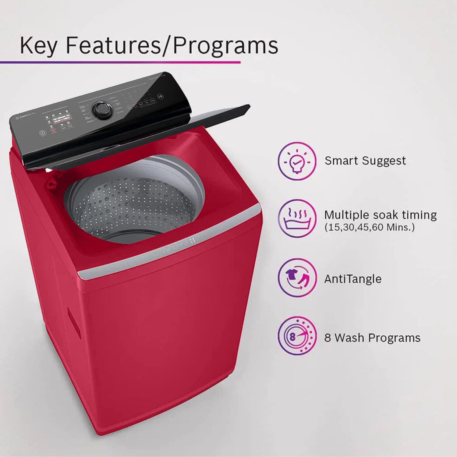 Bosch 7.5 KG Fully Automatic Top Load with Jog Dial and Powerwave Wash System, Red, WOI755ROIN - Image 7