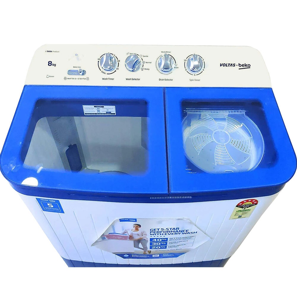 Voltas Beko 8 KG Semi Automatic Machine with Cascade Waterfall System and IPX4 Control, Blue, WTT80DBLG - Image 5